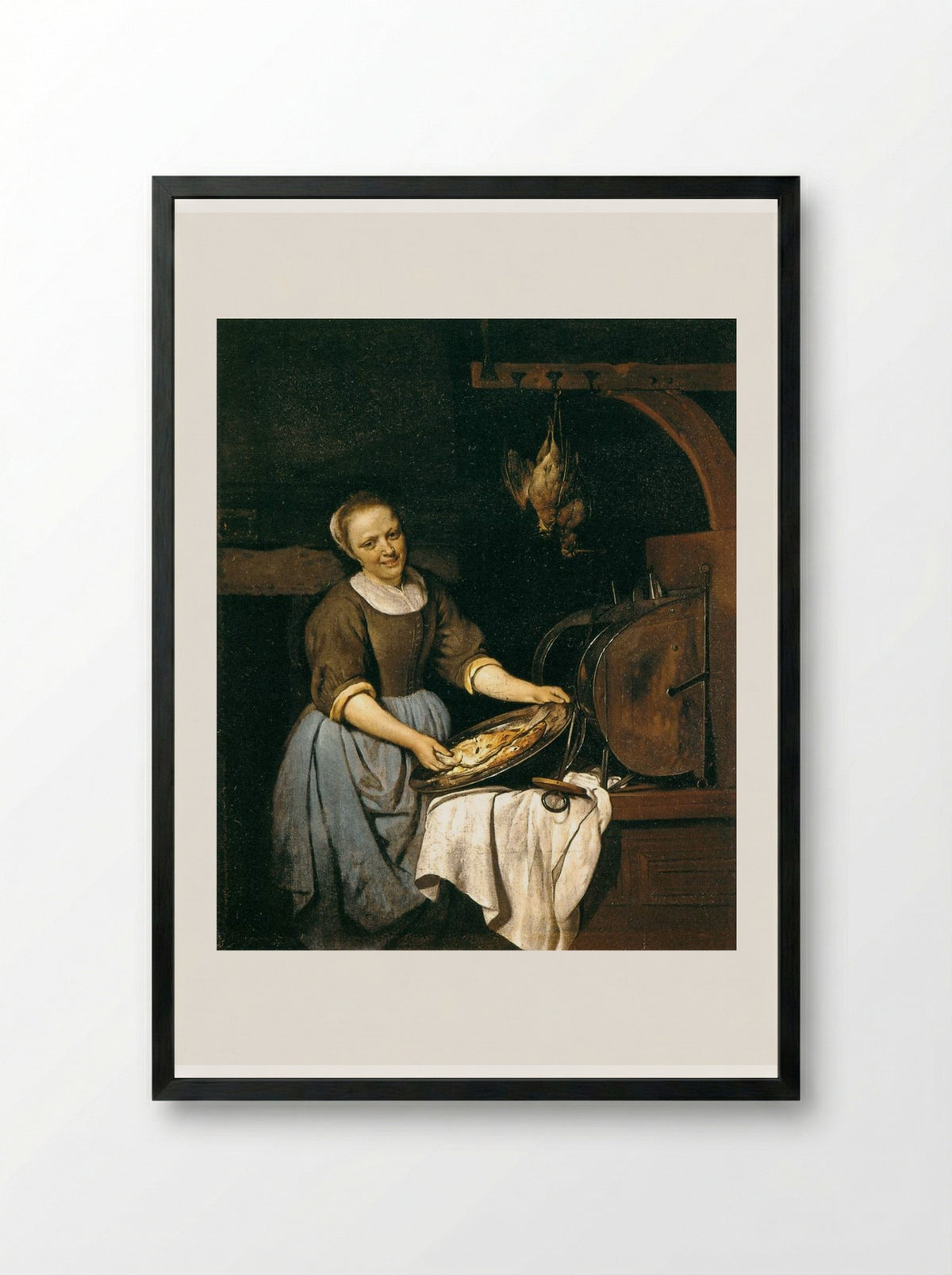The Cook - Gabriel Metsu - Framed Print Black