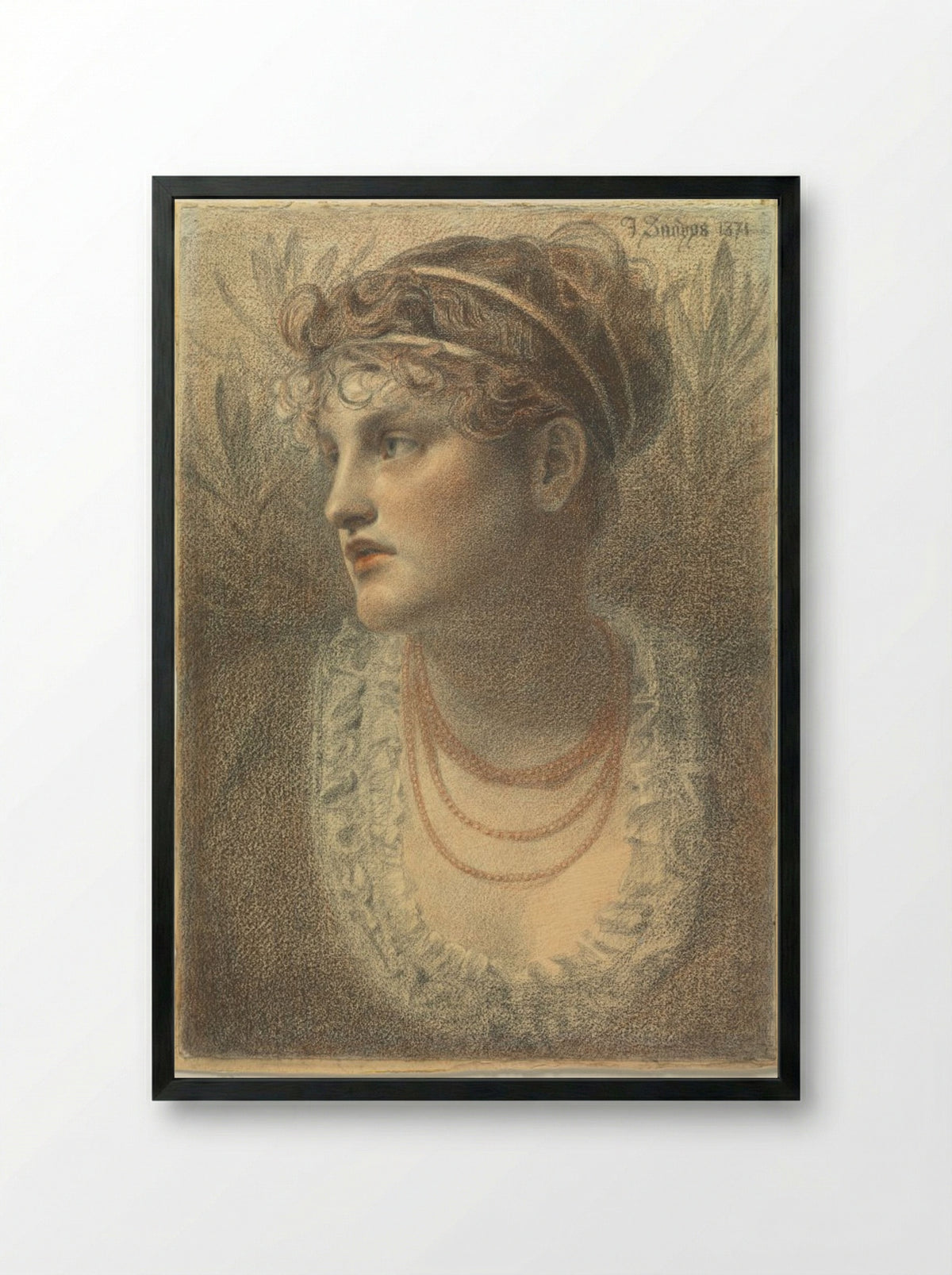 The Coral Necklace - Frederick Sandys - Framed Print Black