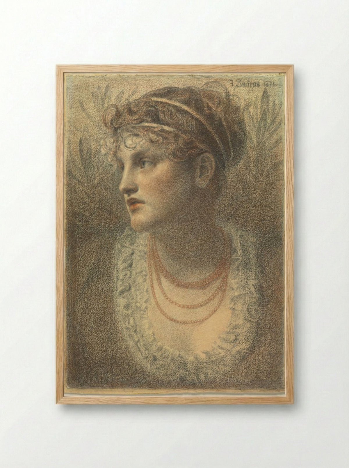 The Coral Necklace - Frederick Sandys - Framed Print Wood