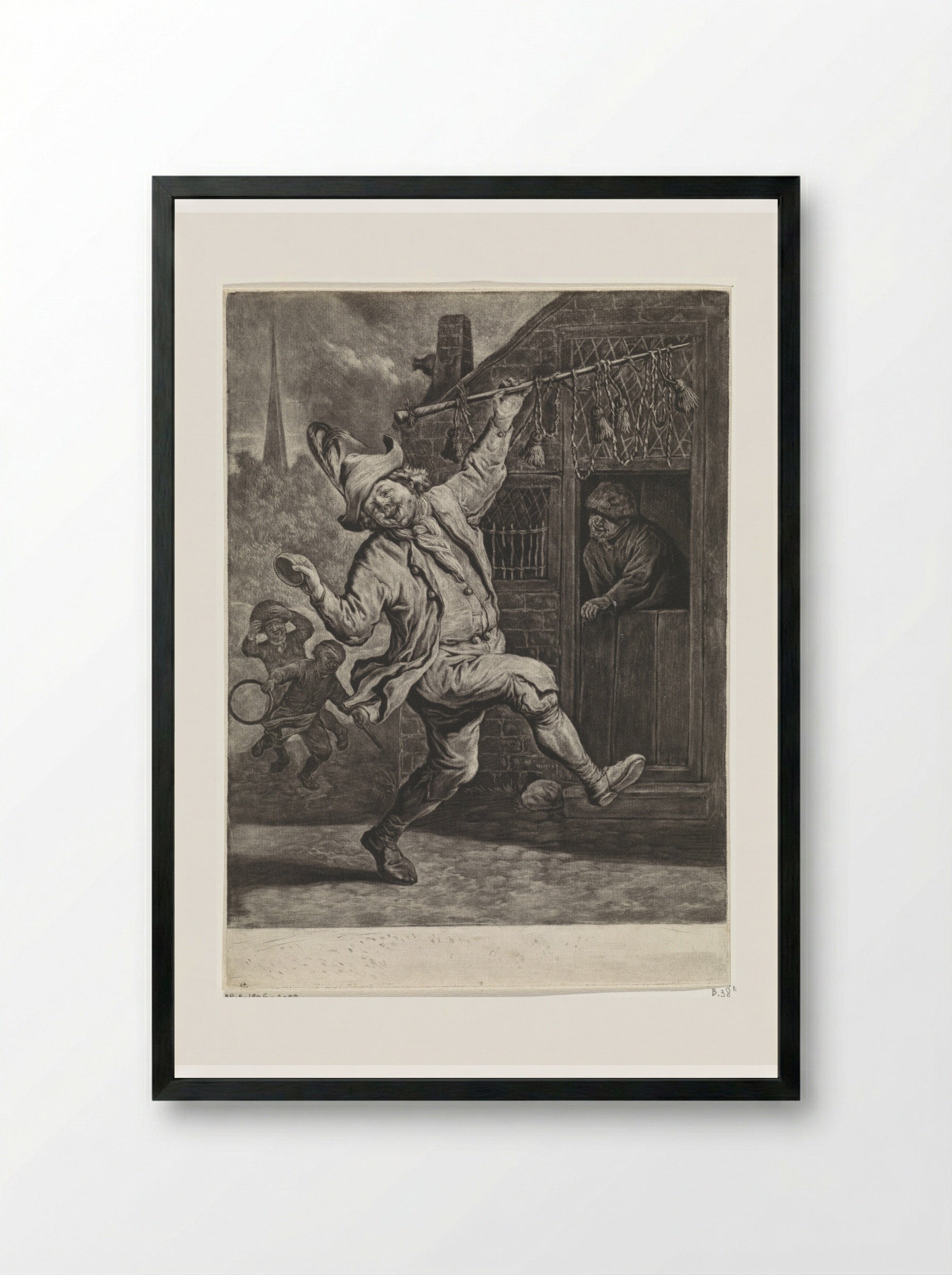 The Corn-Cutter - Cornelis Dusart - Framed Print Black