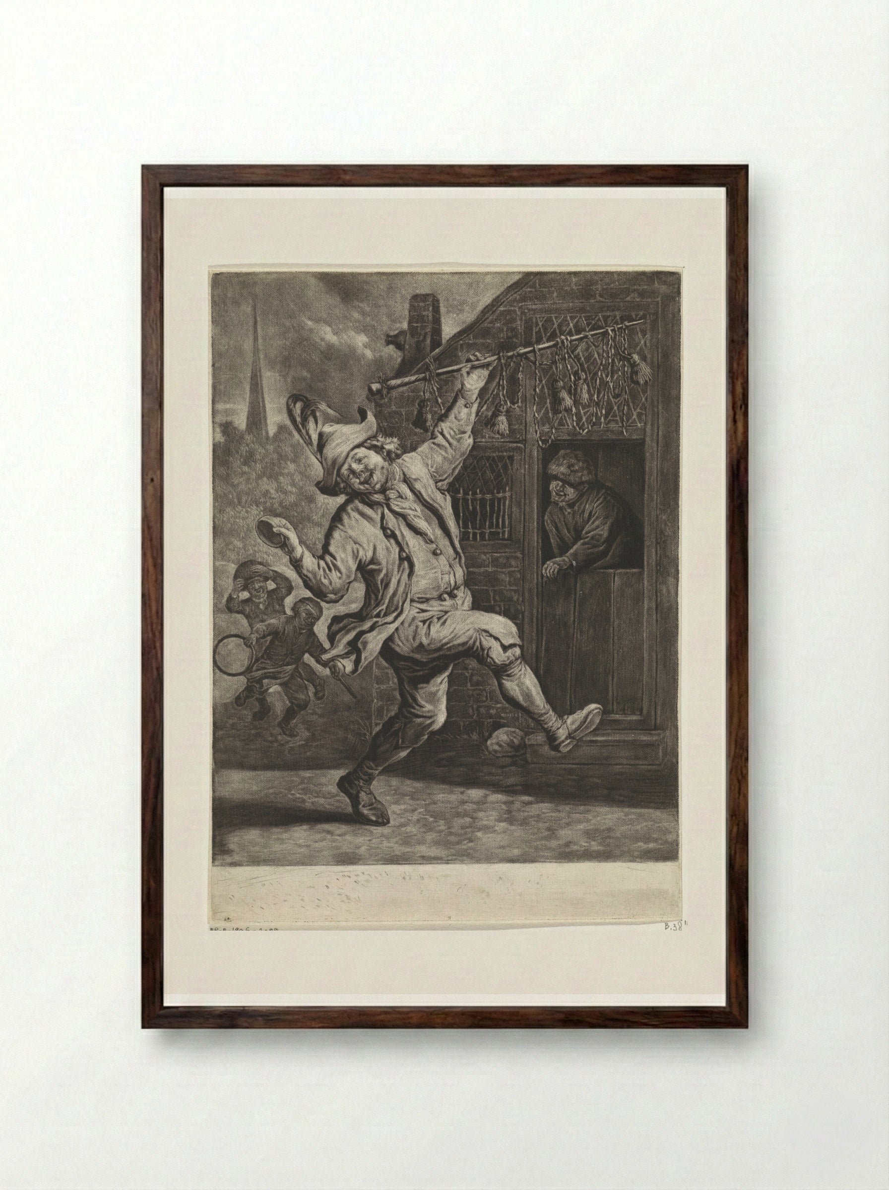 The Corn-Cutter - Cornelis Dusart - Framed Print Dark Wood
