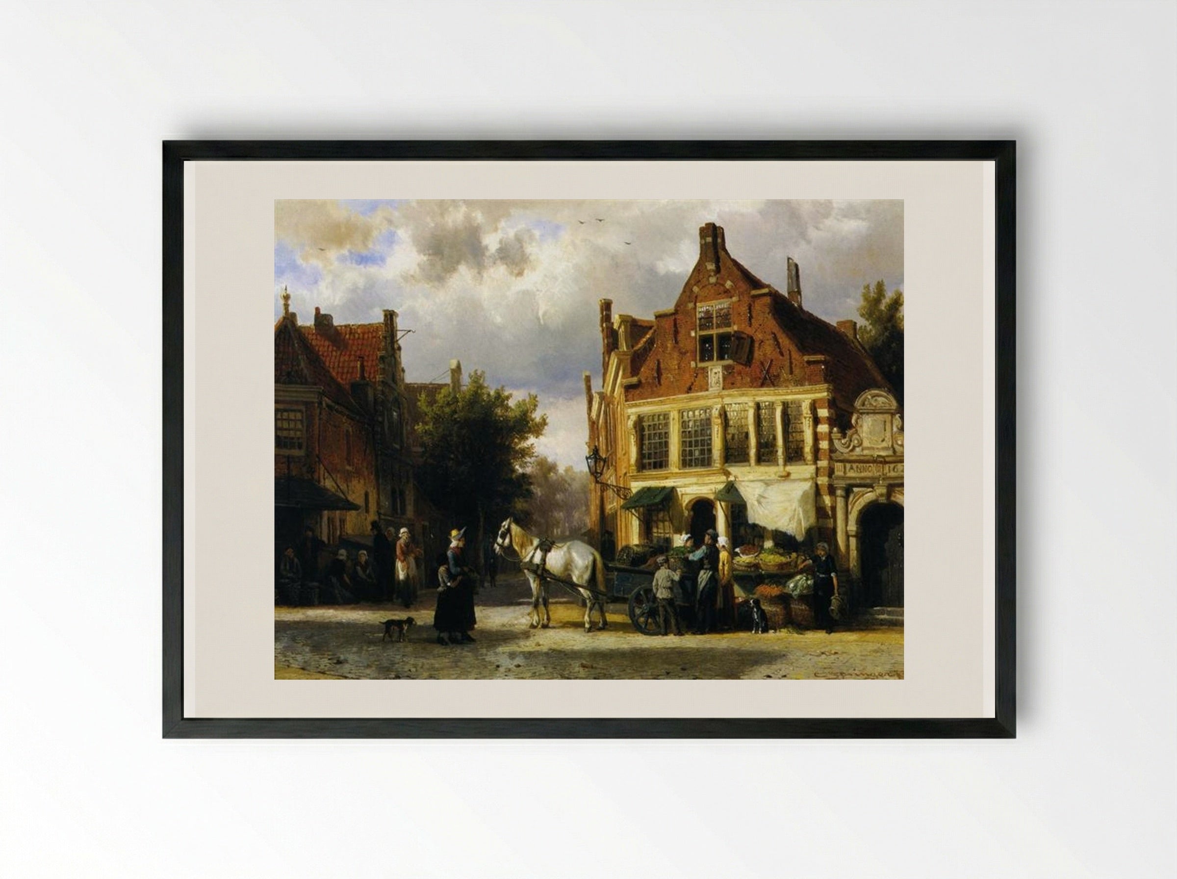 The Corner of Westerstraat and Tabakstraat in Enkhuizen - Cornelis Springer - Framed Print Black