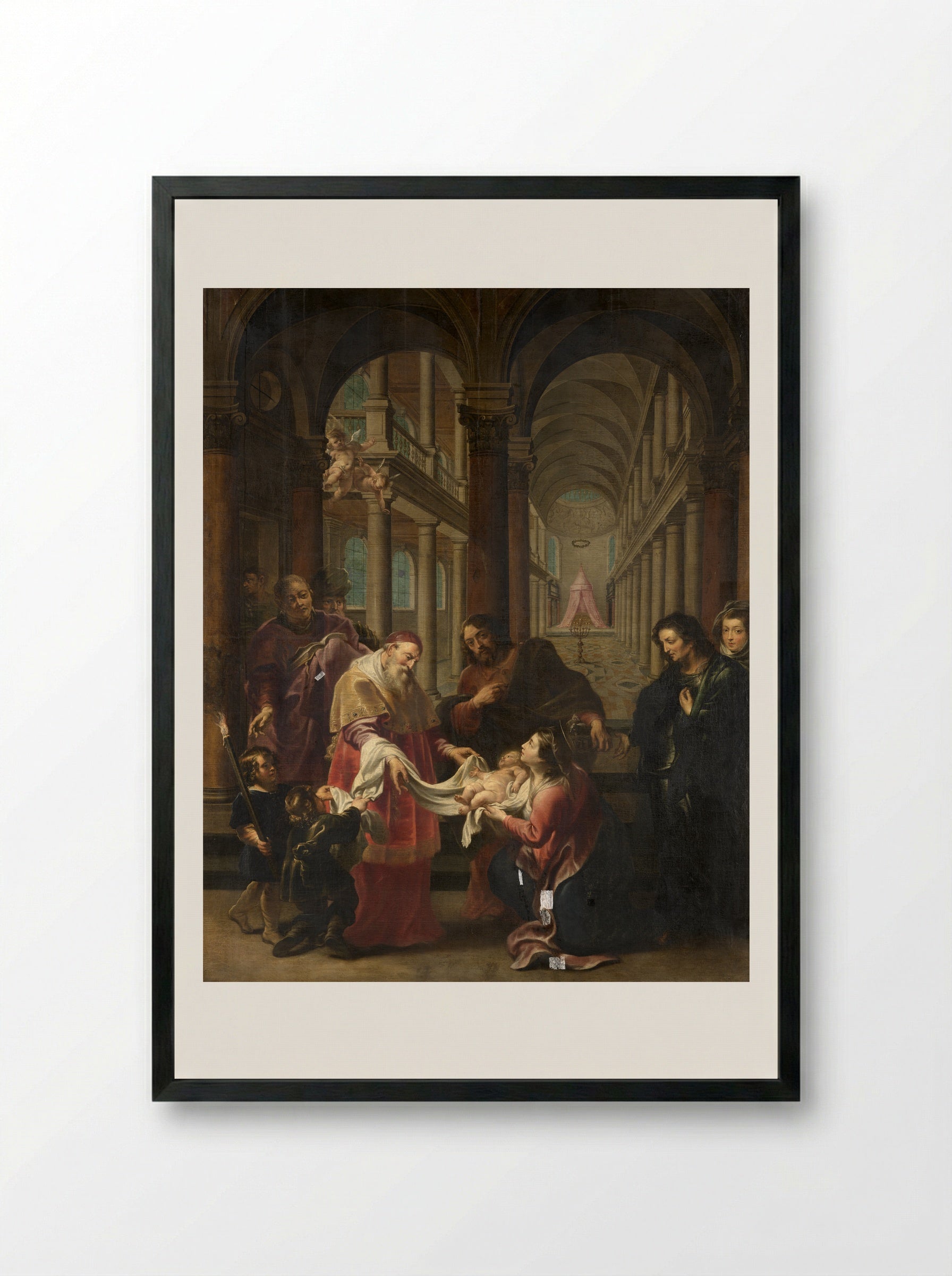 The Coronation of the Virgin by the Christ Child - Cornelis Schut (I) - Framed Print Black