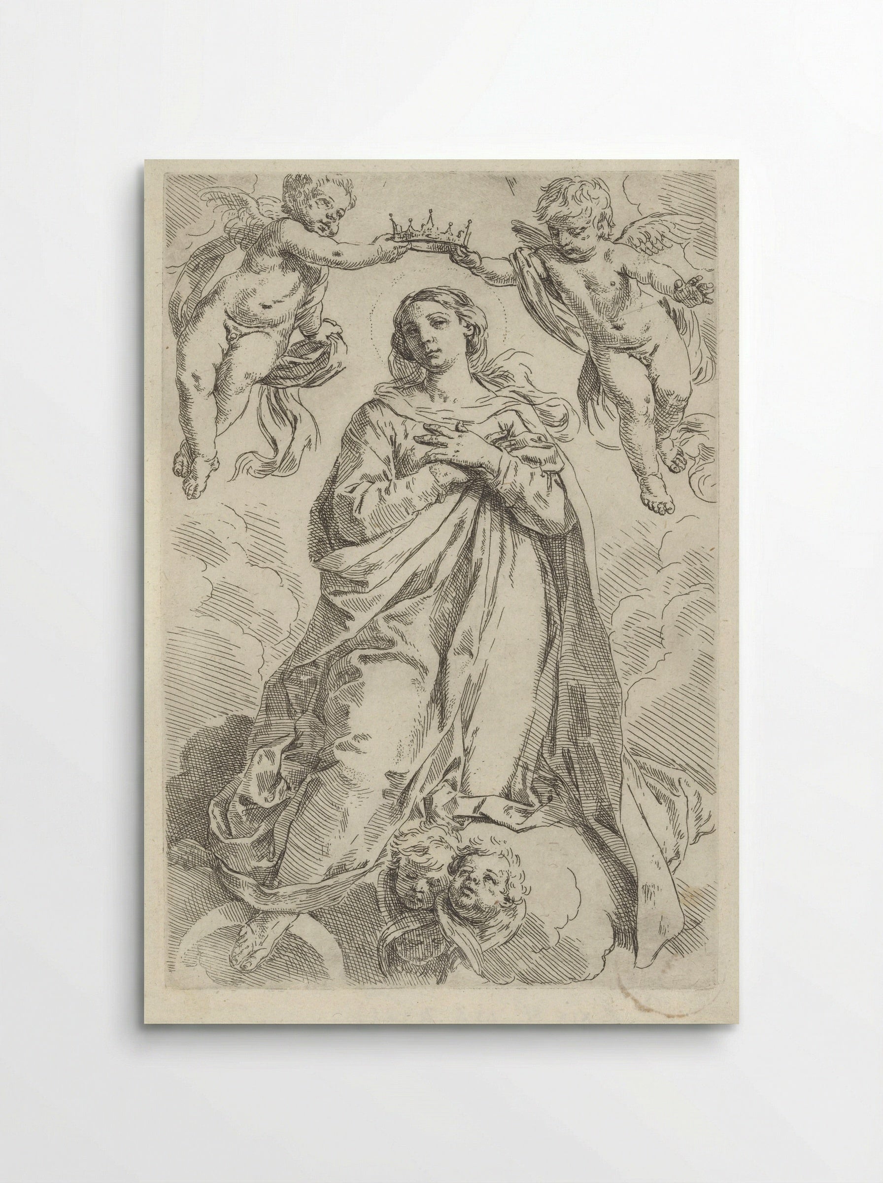 The Coronation of the Virgin on a Crescent Moon - Simone Cantarini - Poster