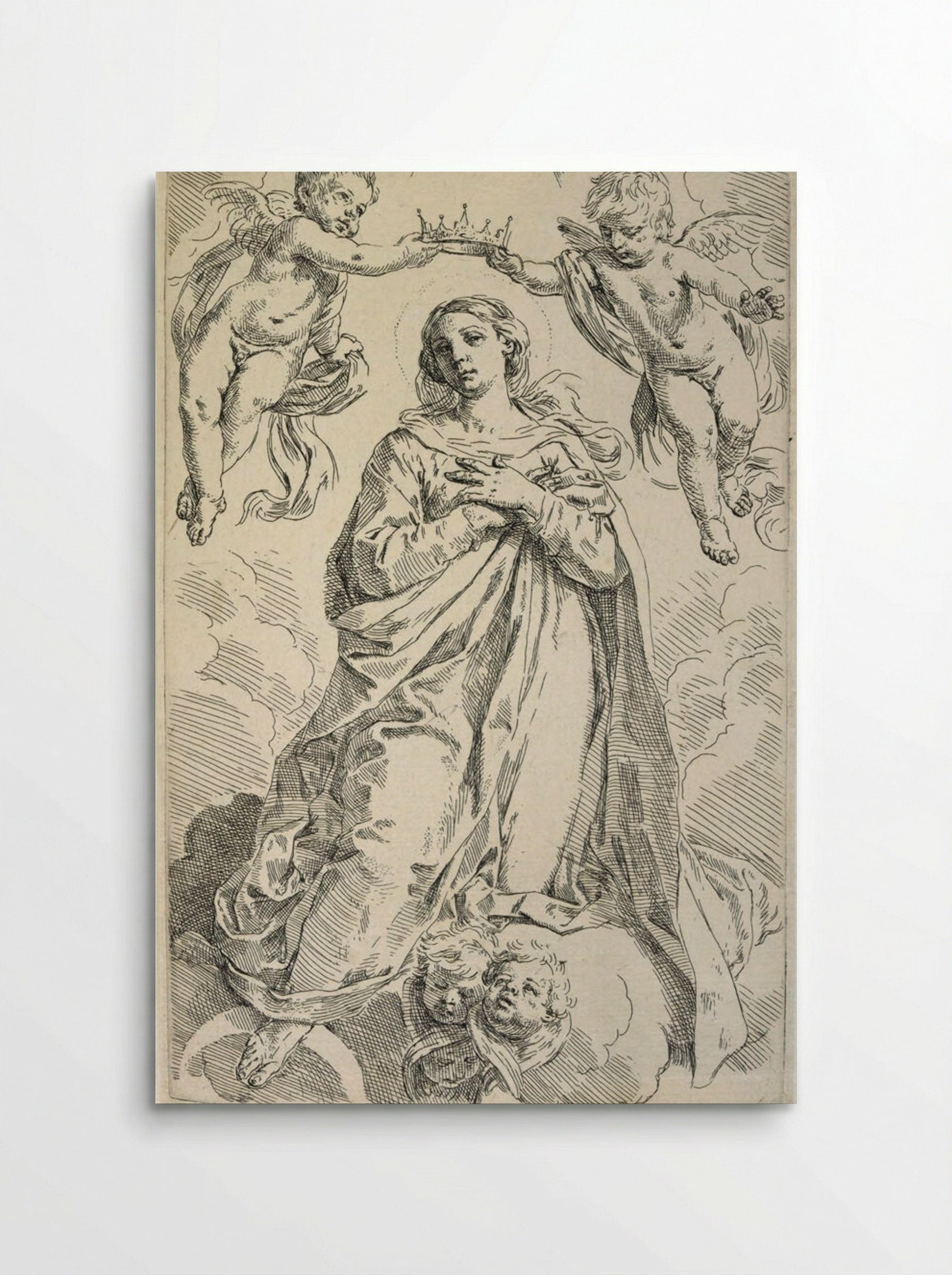 The Coronation of the Virgin with Two Angels - Simone Cantarini - Poster