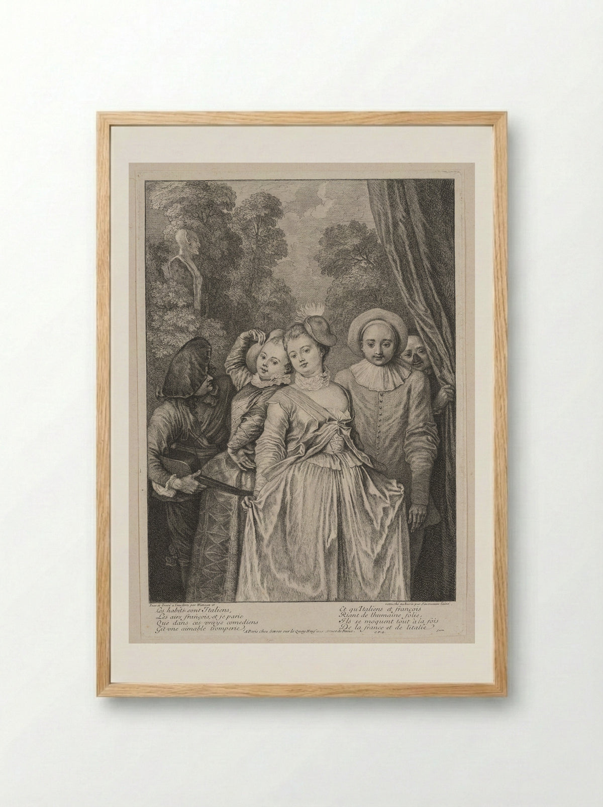 The Costumes Are Italian - Jean-Antoine Watteau - Framed Print Wood