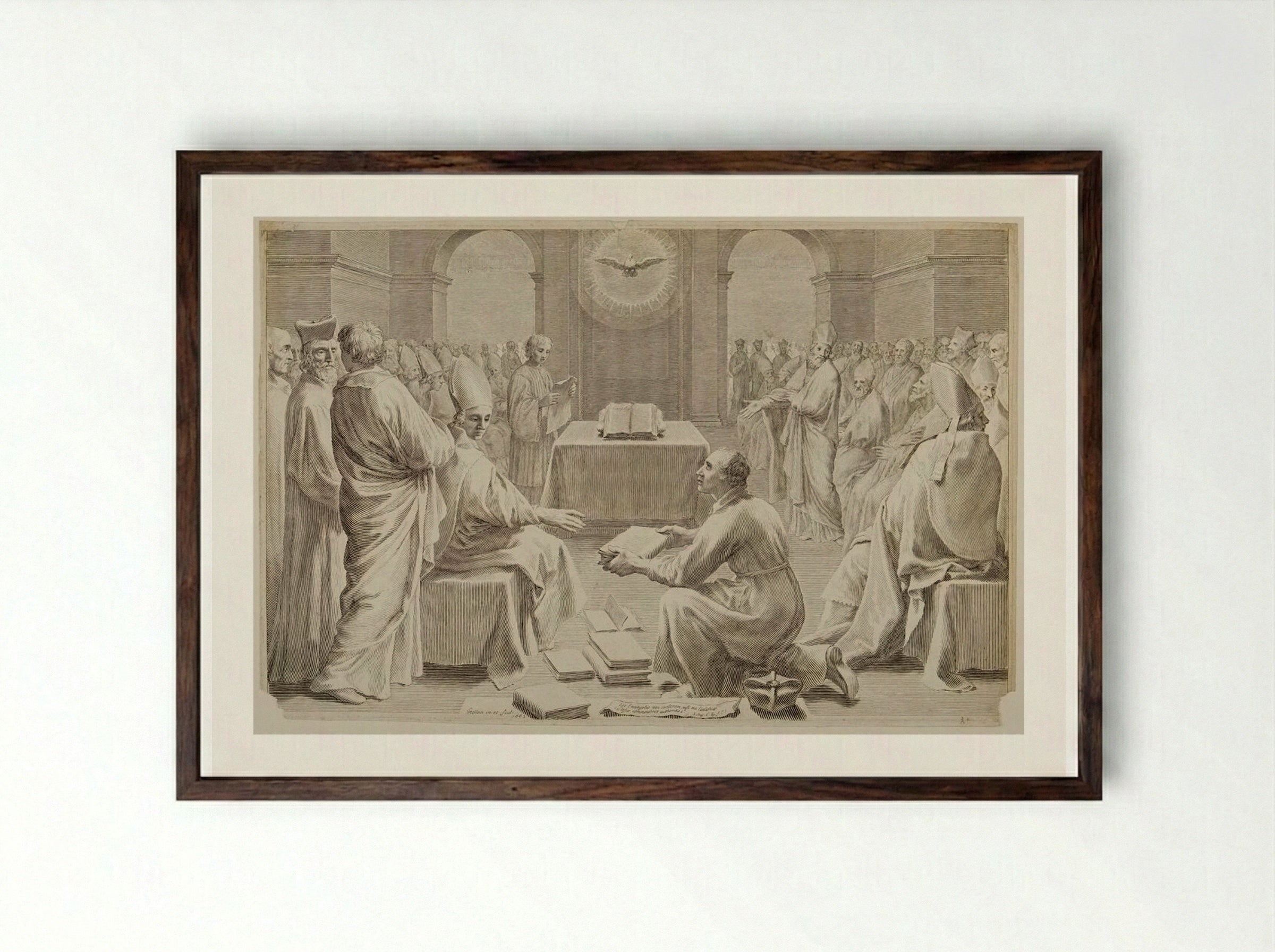 The Council of Ephesus - Claude Mellan - Framed Print Dark Wood