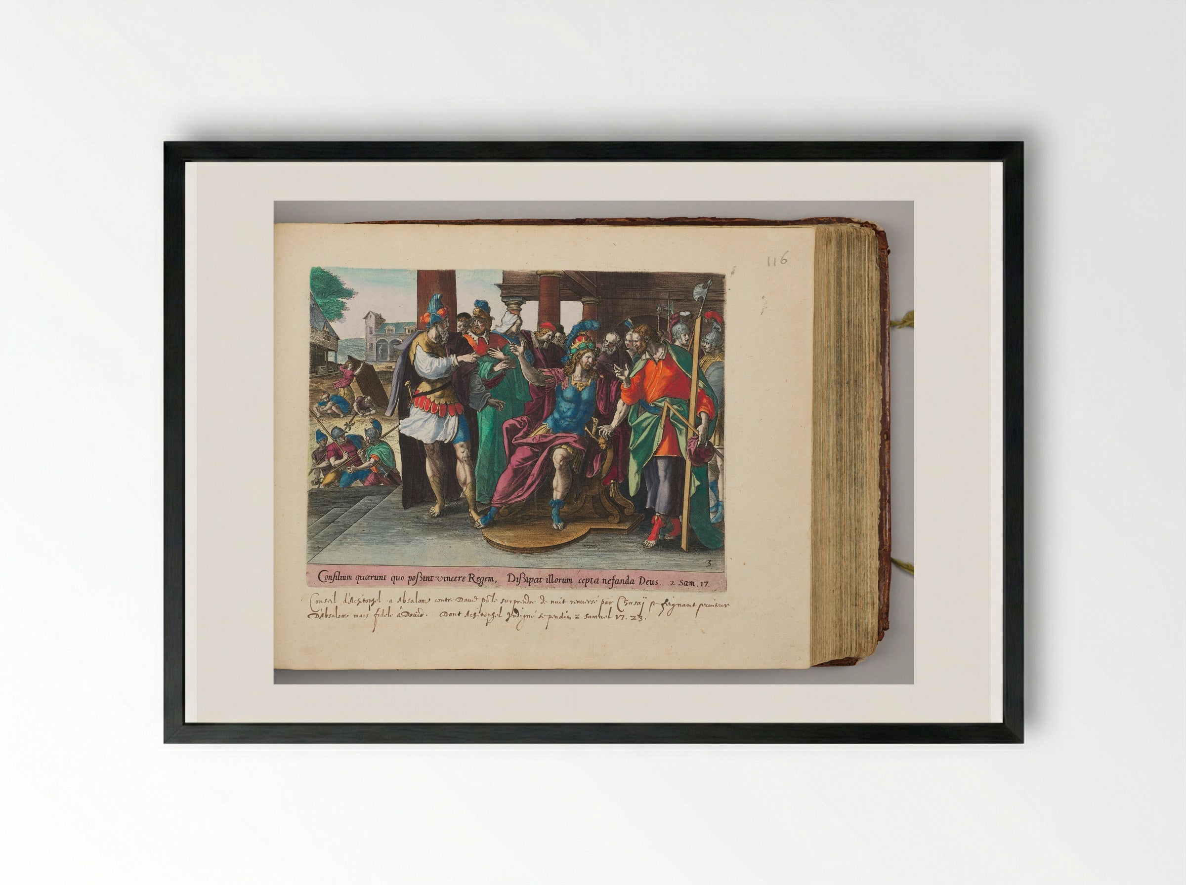 The Counsel of Ahithophel and Hushai with Absalom - Johannes Wierix - Framed Print Black