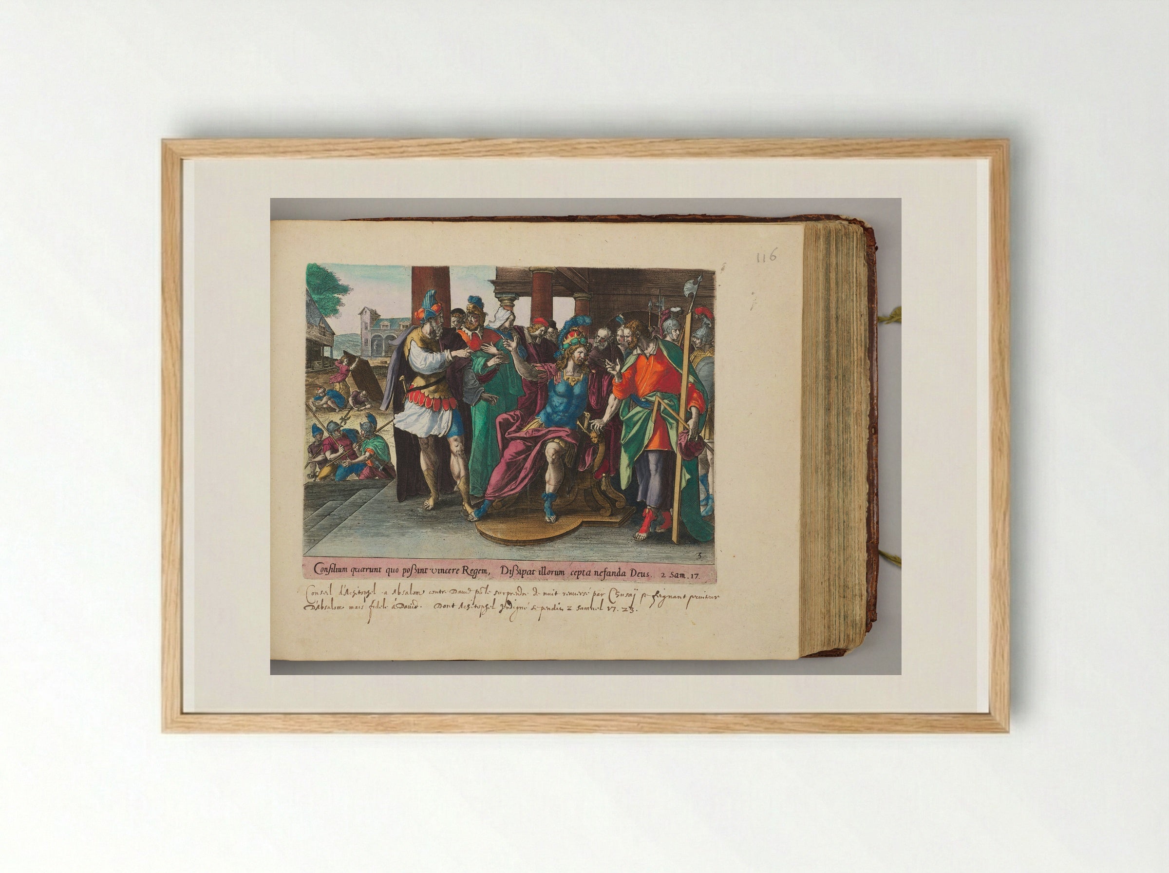 The Counsel of Ahithophel and Hushai with Absalom - Johannes Wierix - Framed Print Wood