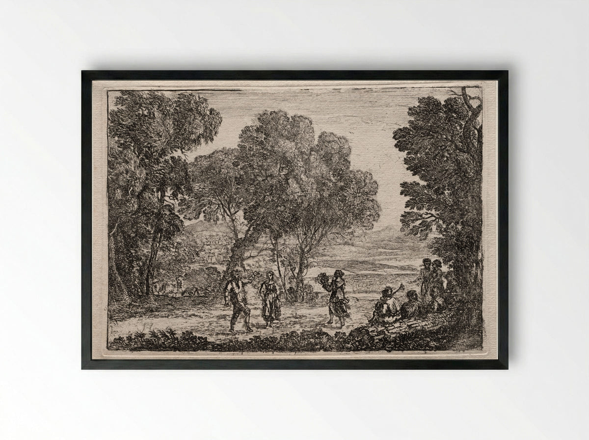 The Country Dance (small plate) - Claude Lorrain - Framed Print Black