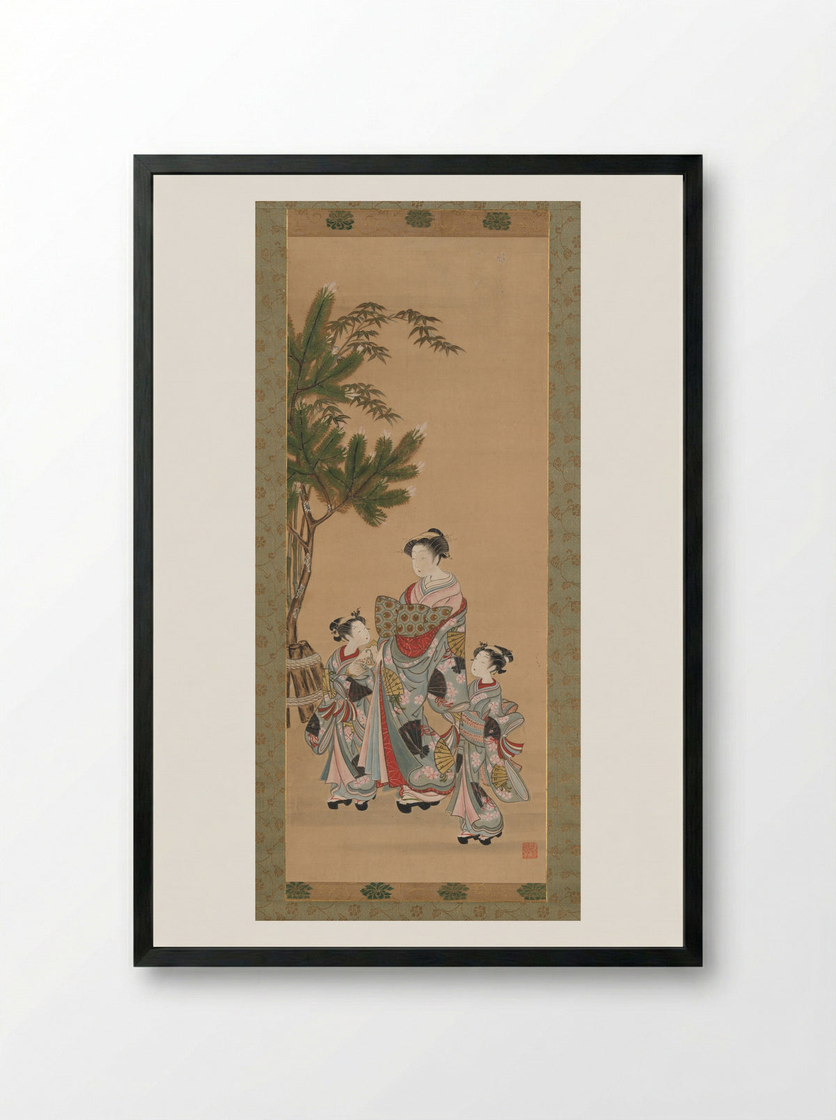 The Courtesan Hitomachi of the Tsutaya Brothel - Isoda Koryūsai - Framed Print Black