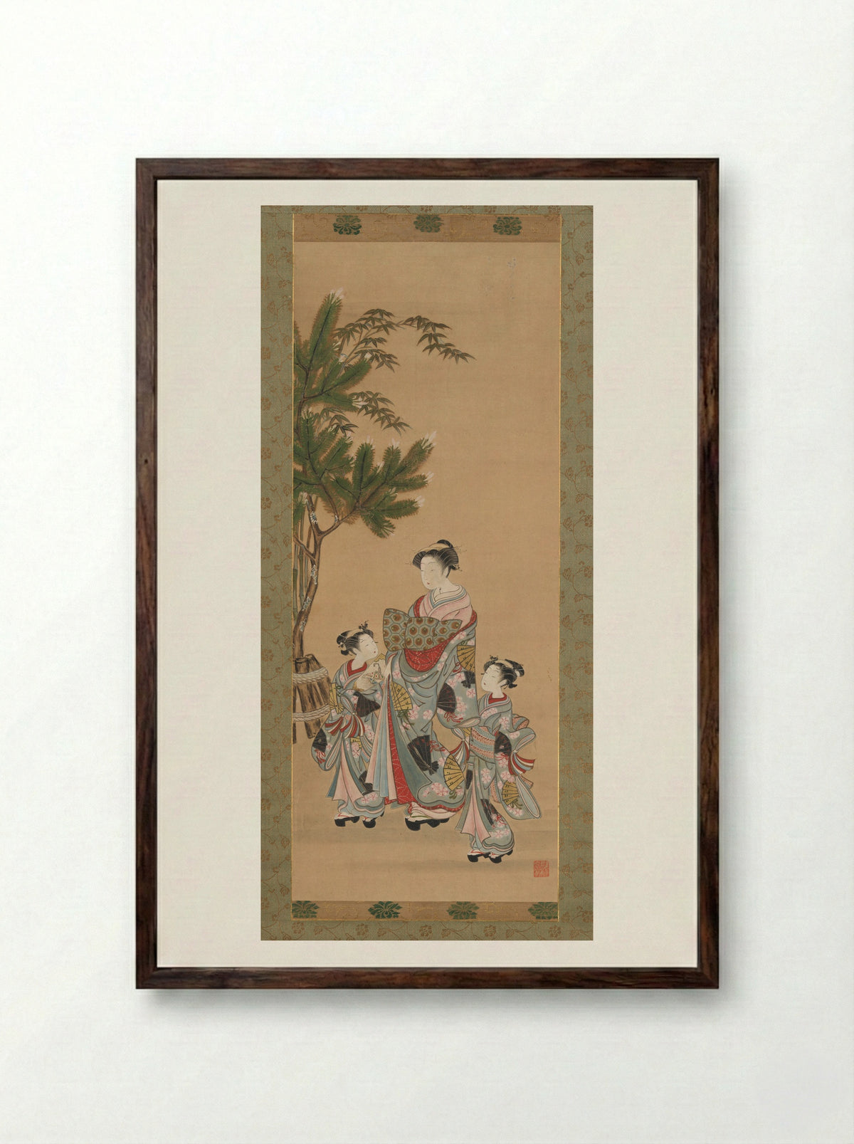 The Courtesan Hitomachi of the Tsutaya Brothel - Isoda Koryūsai - Framed Print Dark Wood