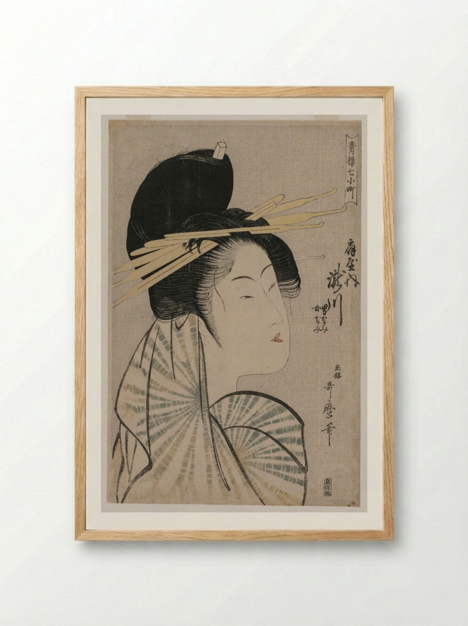 The Courtesan Takigawa of Ogiya - Kitagawa Utamaro - Framed Print Wood