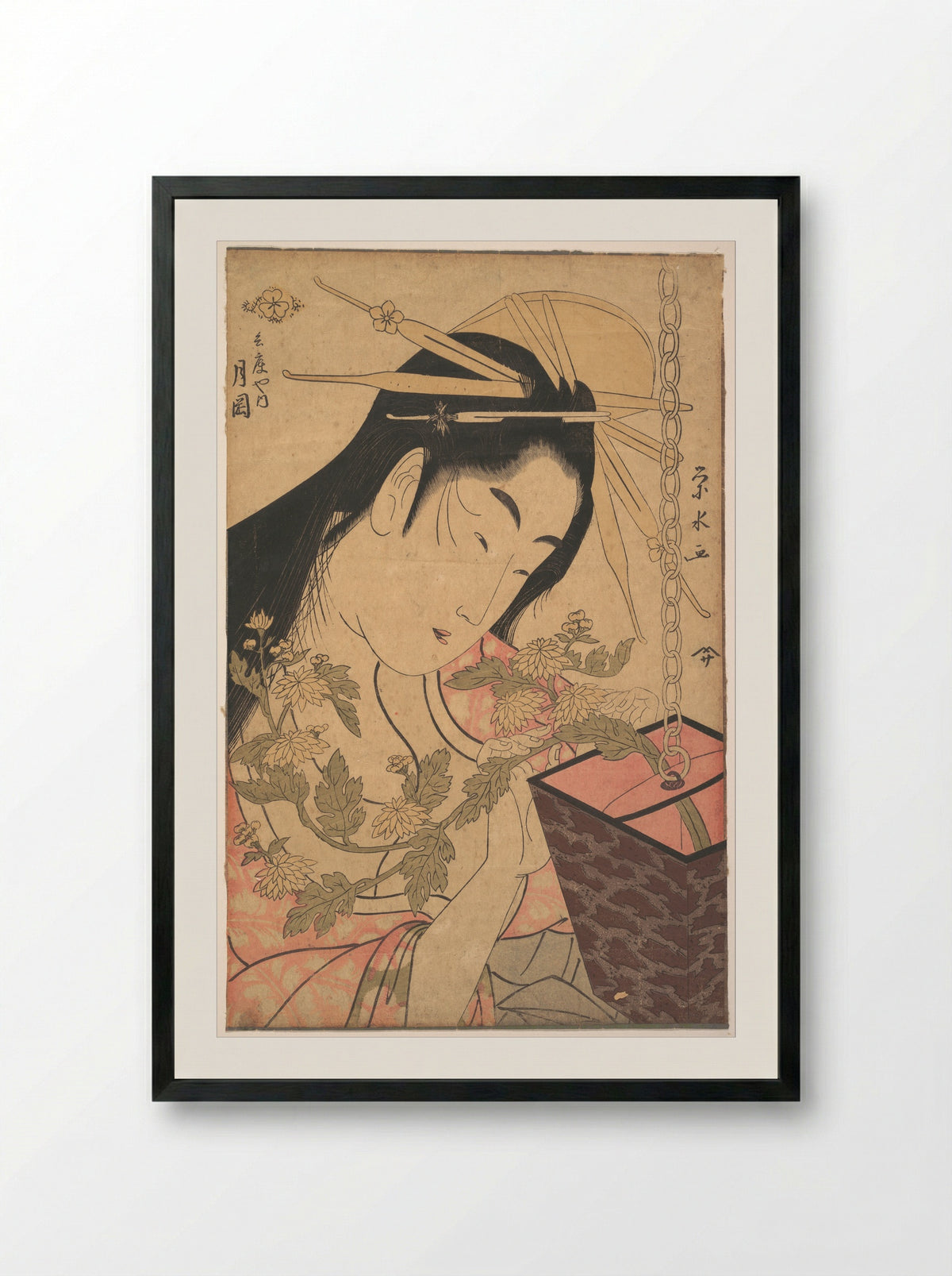 The Courtesan Tsukioka of Hyōgoya - Ichirakutei Eisui - Framed Print Black