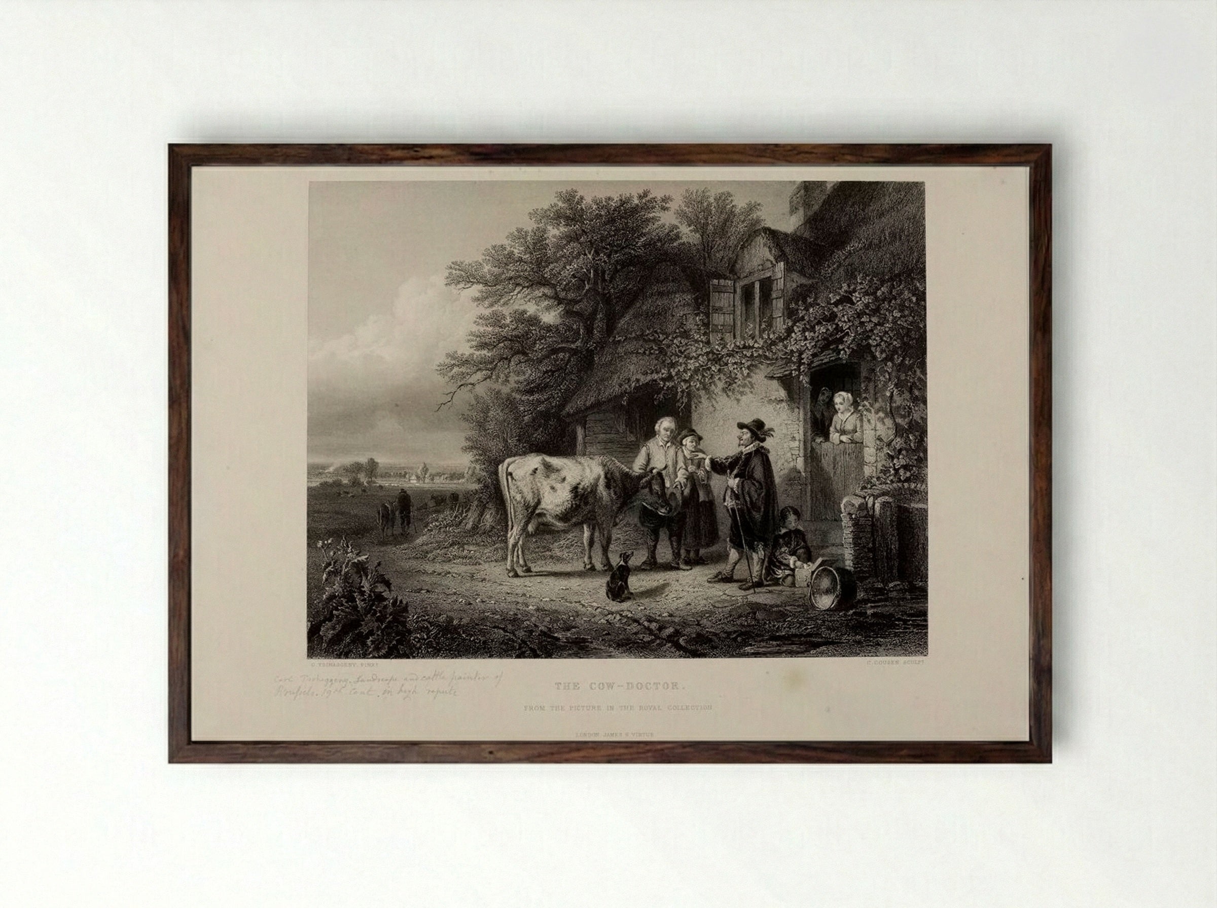 The Cow Doctor - Charles Cousen - Framed Print Dark Wood
