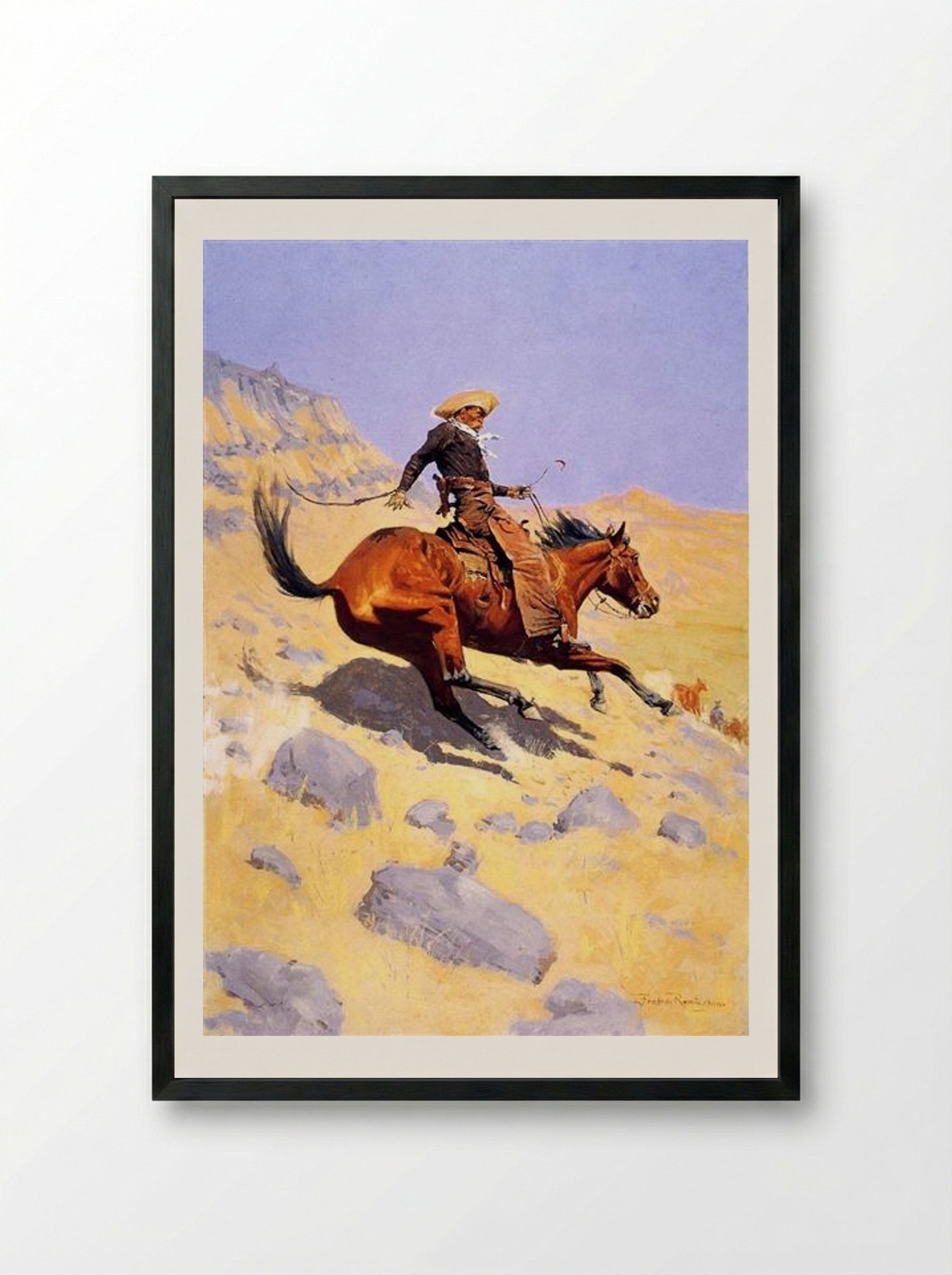 The Cowboy - Frederic Remington - Framed Print Black