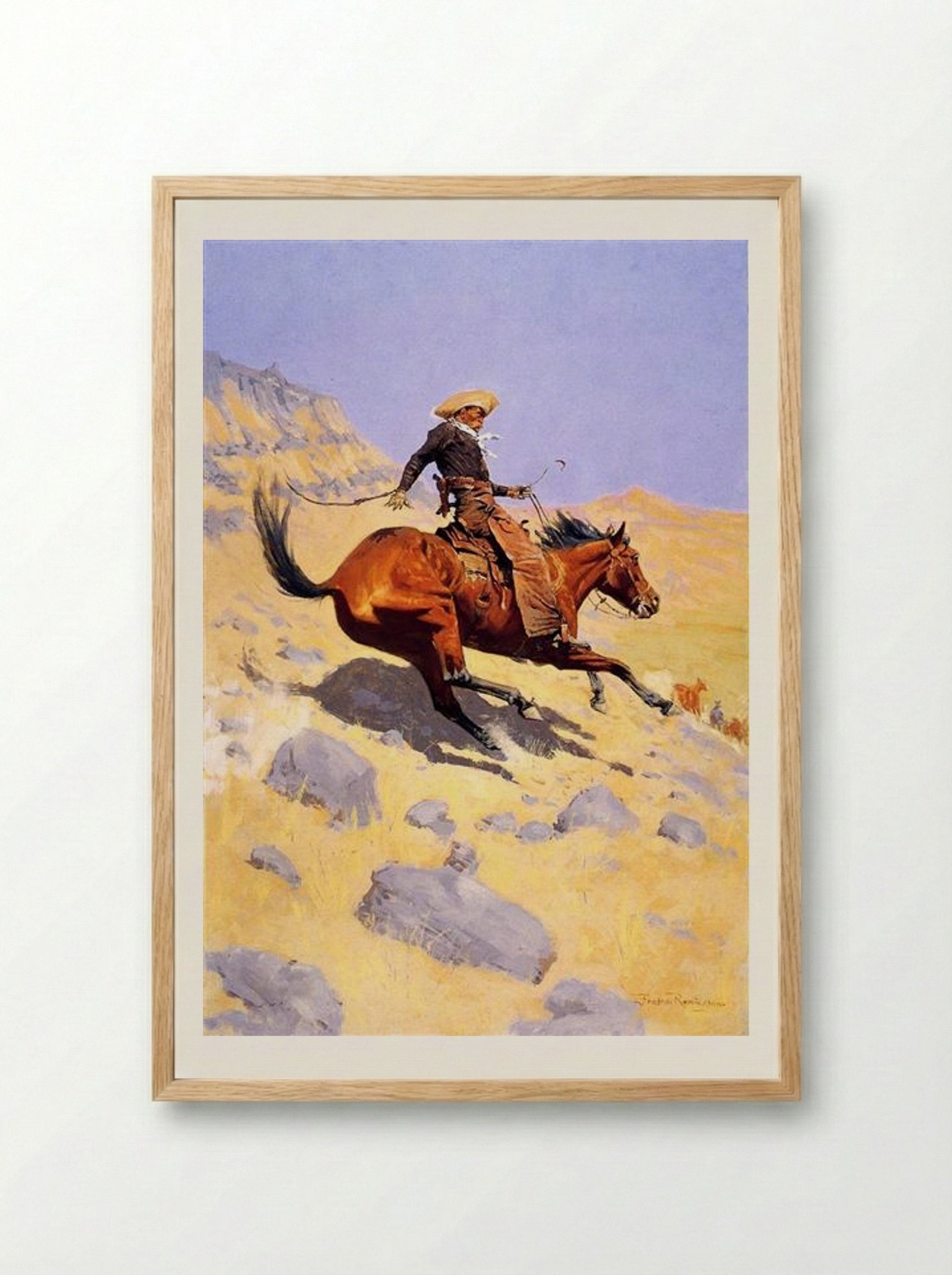 The Cowboy - Frederic Remington - Framed Print Wood