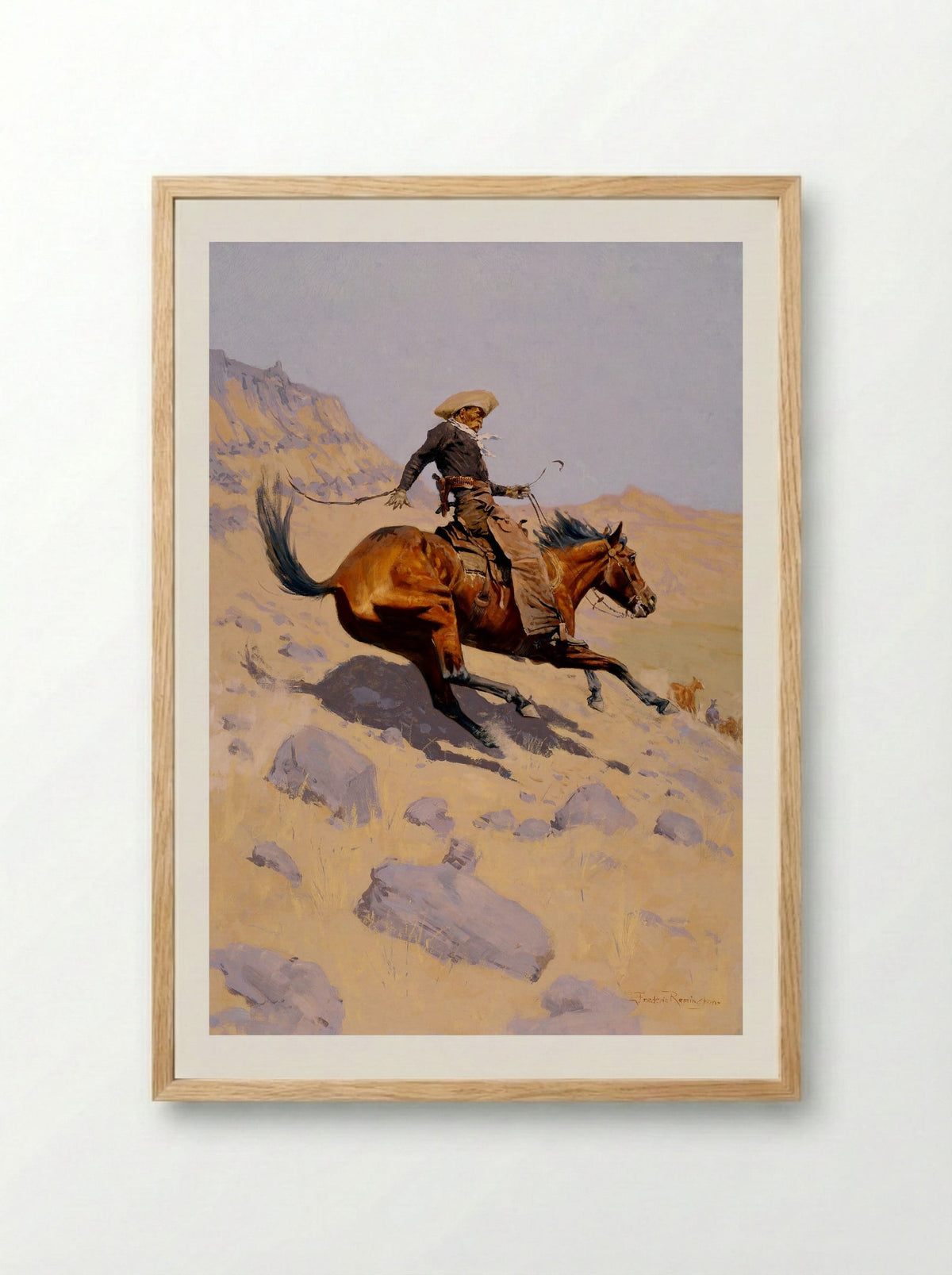 The Cowboy - Frederic Remington - Framed Print Wood