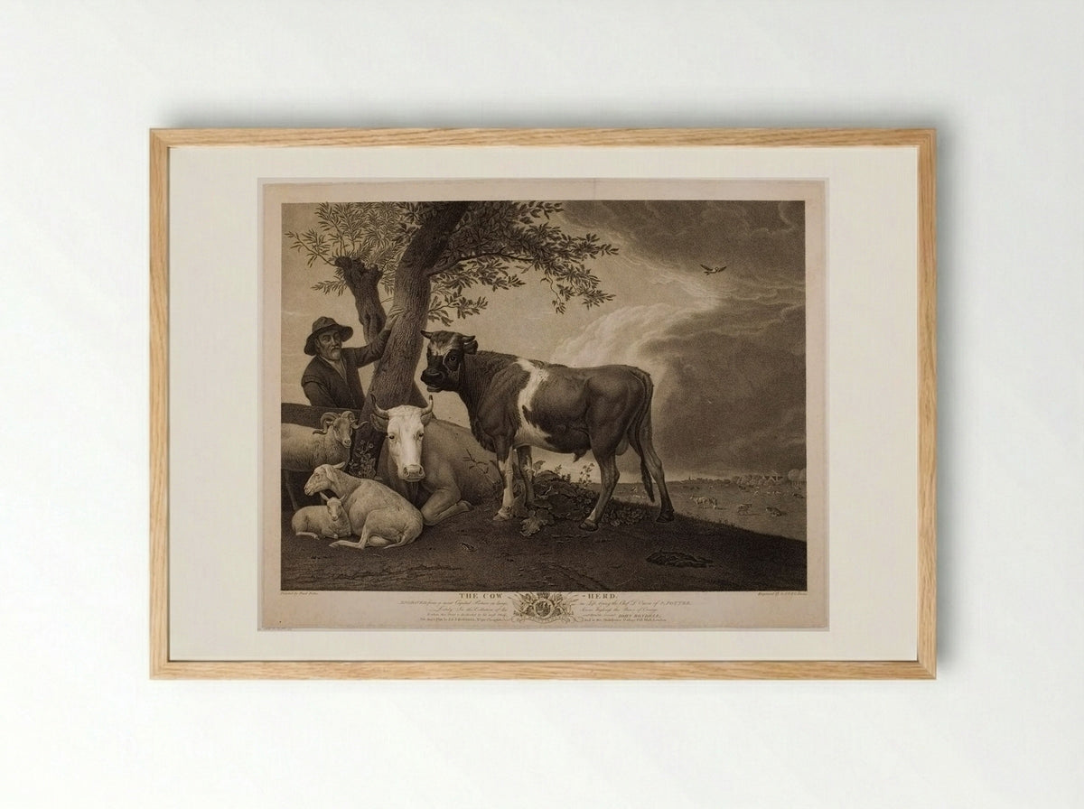 The Cowherd - Georg Sigmund Facius - Framed Print Wood