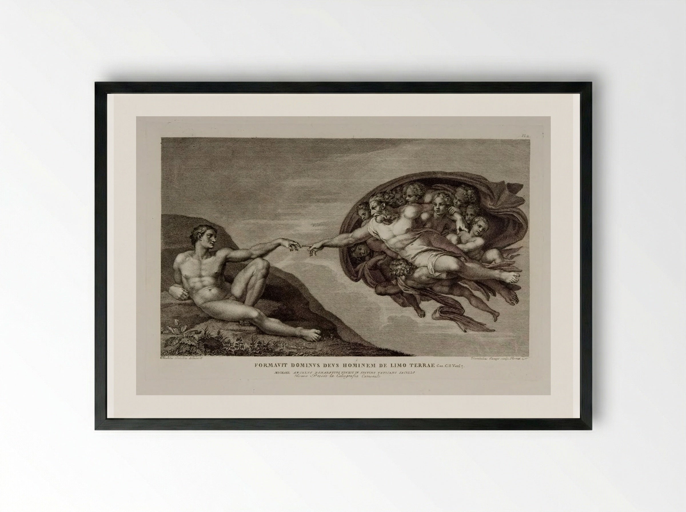 The Creation of Adam (After Michelangelo) - Domenico Cunego - Framed Print Black