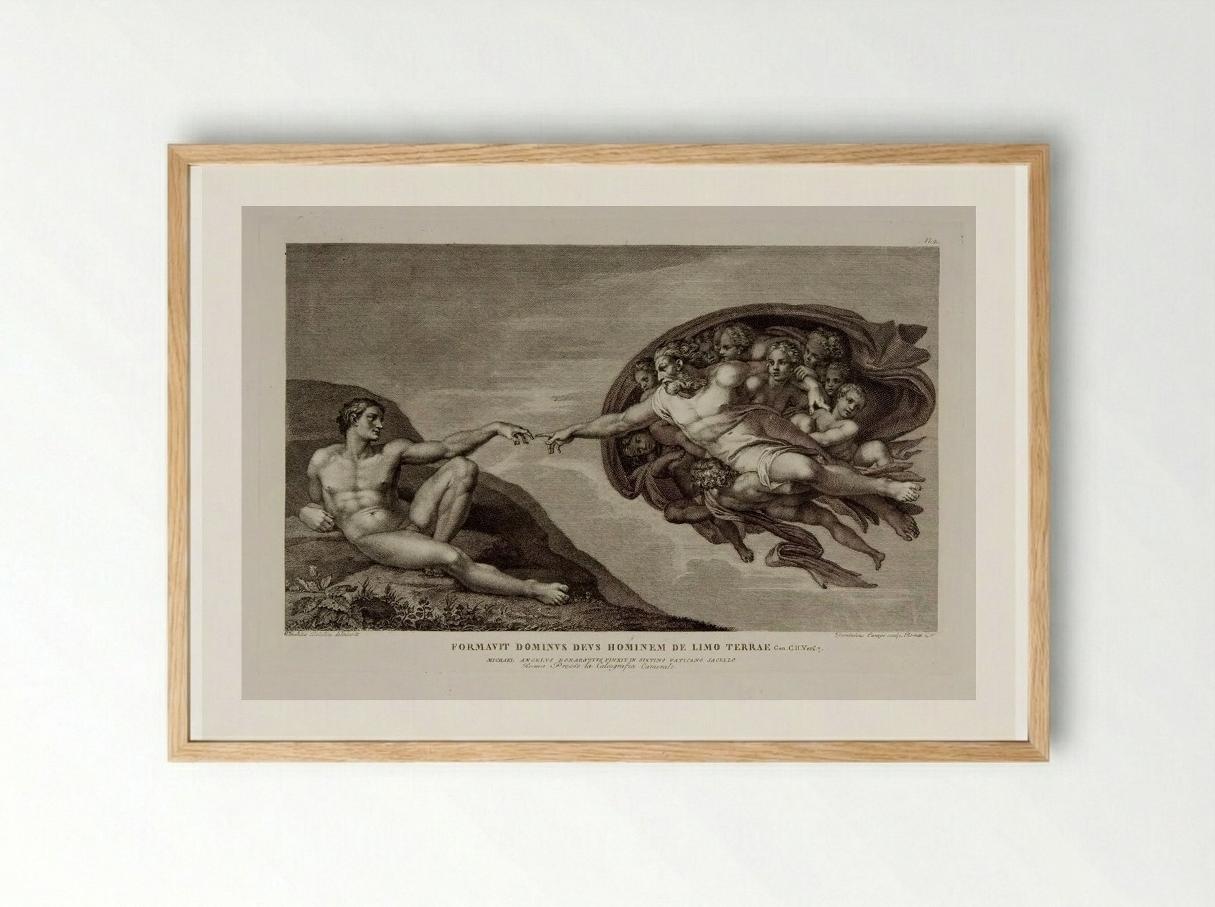 The Creation of Adam (After Michelangelo) - Domenico Cunego - Framed Print Wood