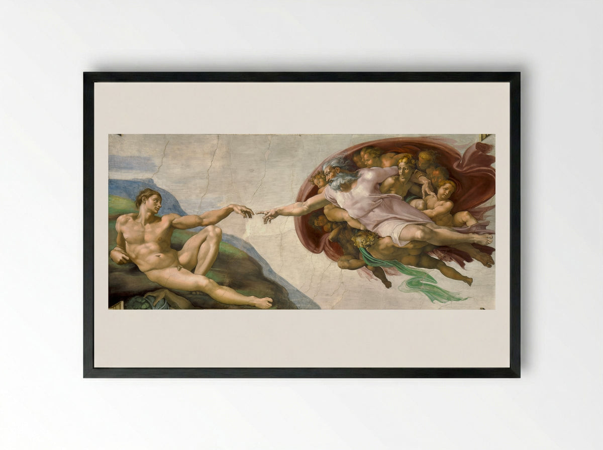 The Creation of Adam - Michelangelo - Framed Print Black