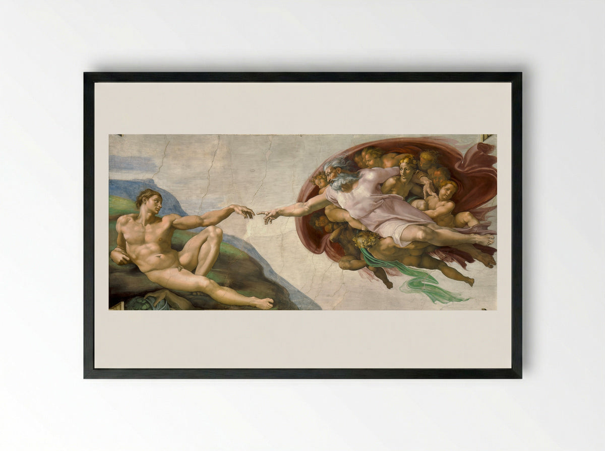 The Creation of Adam - Michelangelo - Framed Print Black