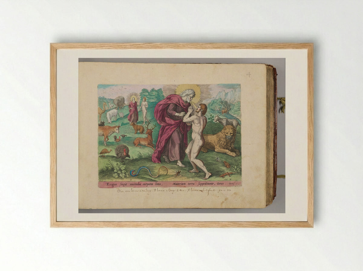 The Creation of Adam - Johann Sadeler I - Framed Print Wood