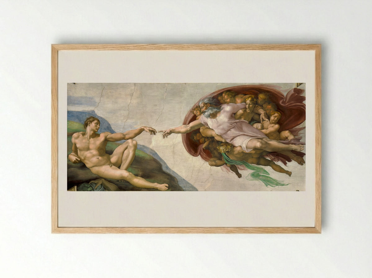 The Creation of Adam - Michelangelo - Framed Print Wood