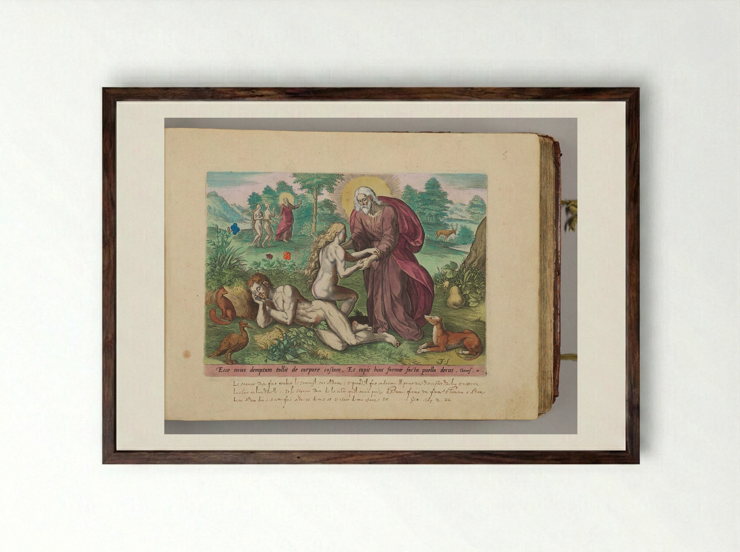 The Creation of Eve - Johann Sadeler I - Framed Print Dark Wood