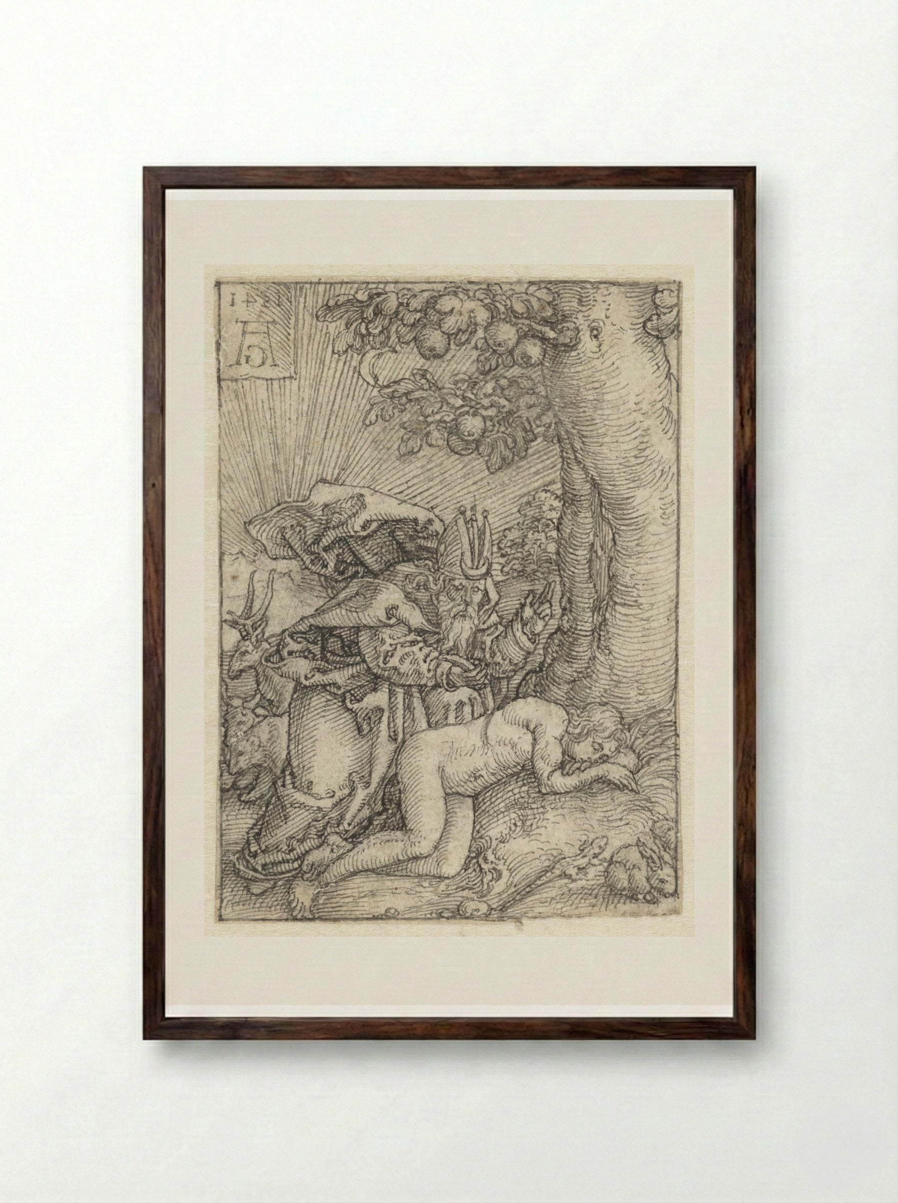 The Creation of Eve - Heinrich Aldegrever - Framed Print Dark Wood