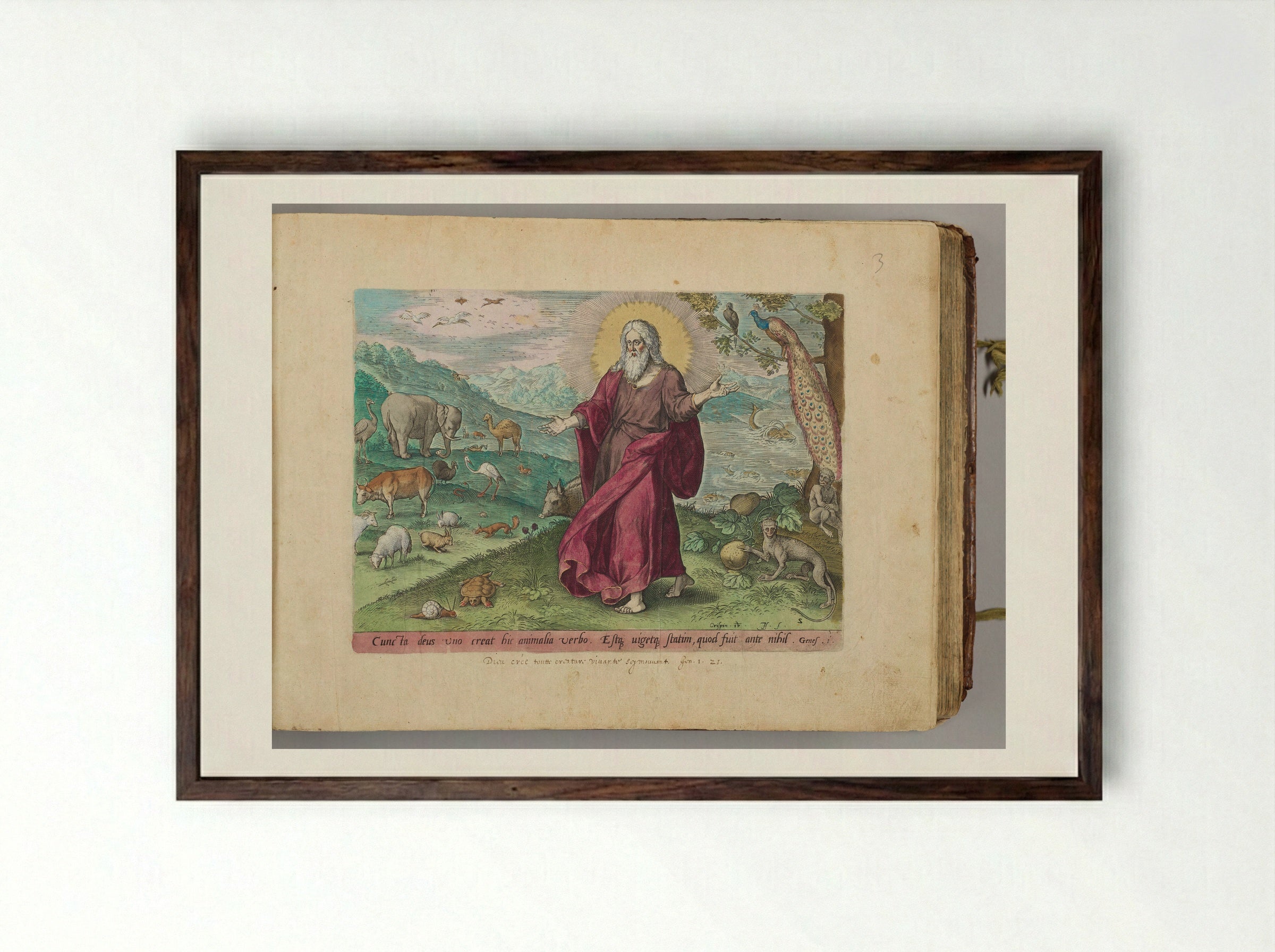 The Creation of the Animals - Johann Sadeler I - Framed Print Dark Wood