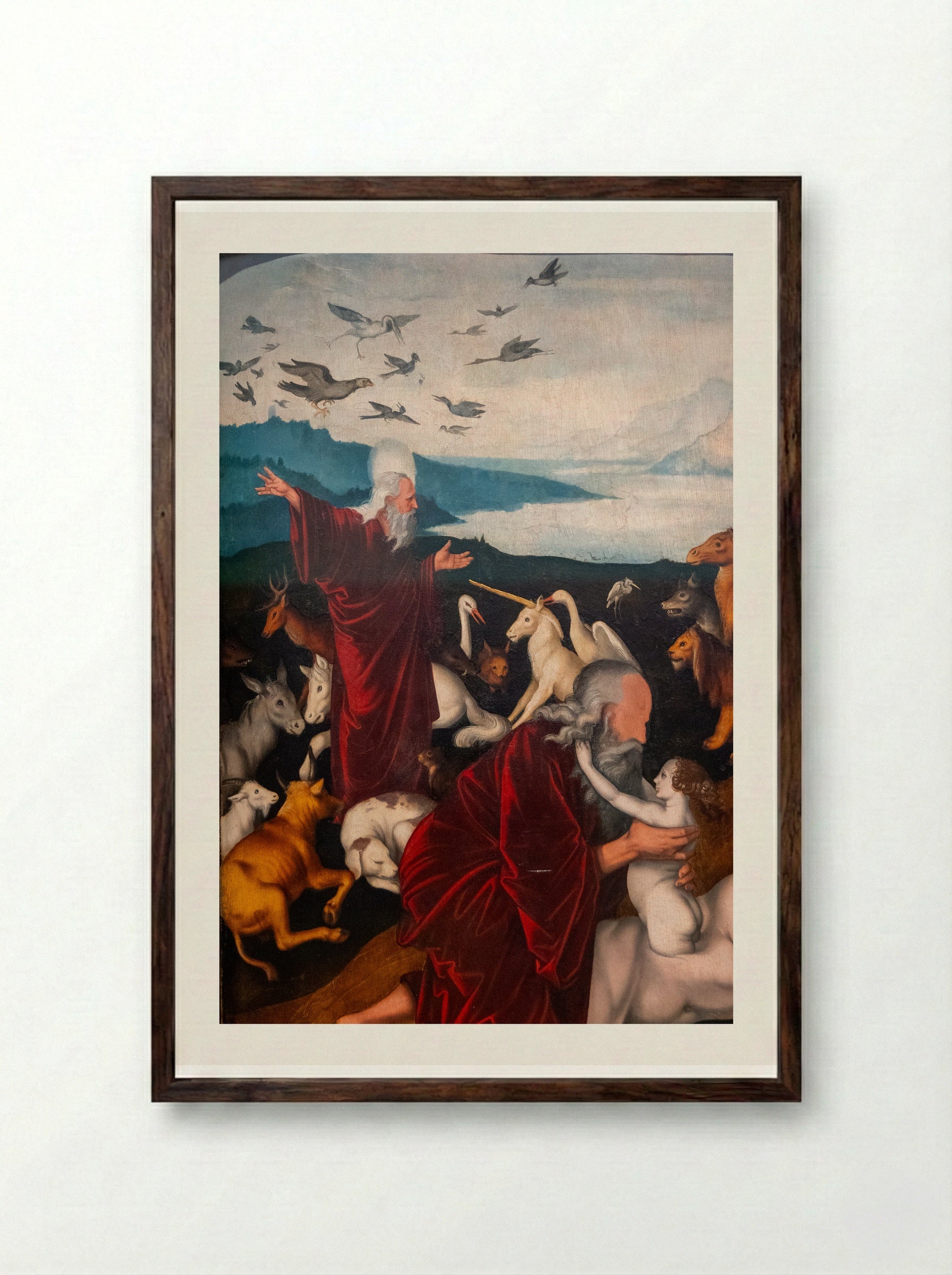 The Creation of the Men and Animals - Hans Baldung - Framed Print Dark Wood