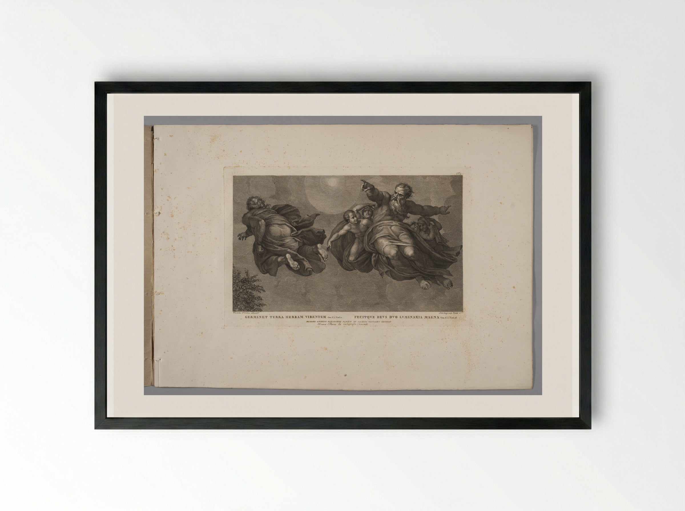 The Creation of the Sun, Moon, and Plants - Domenico Cunego - Framed Print Black