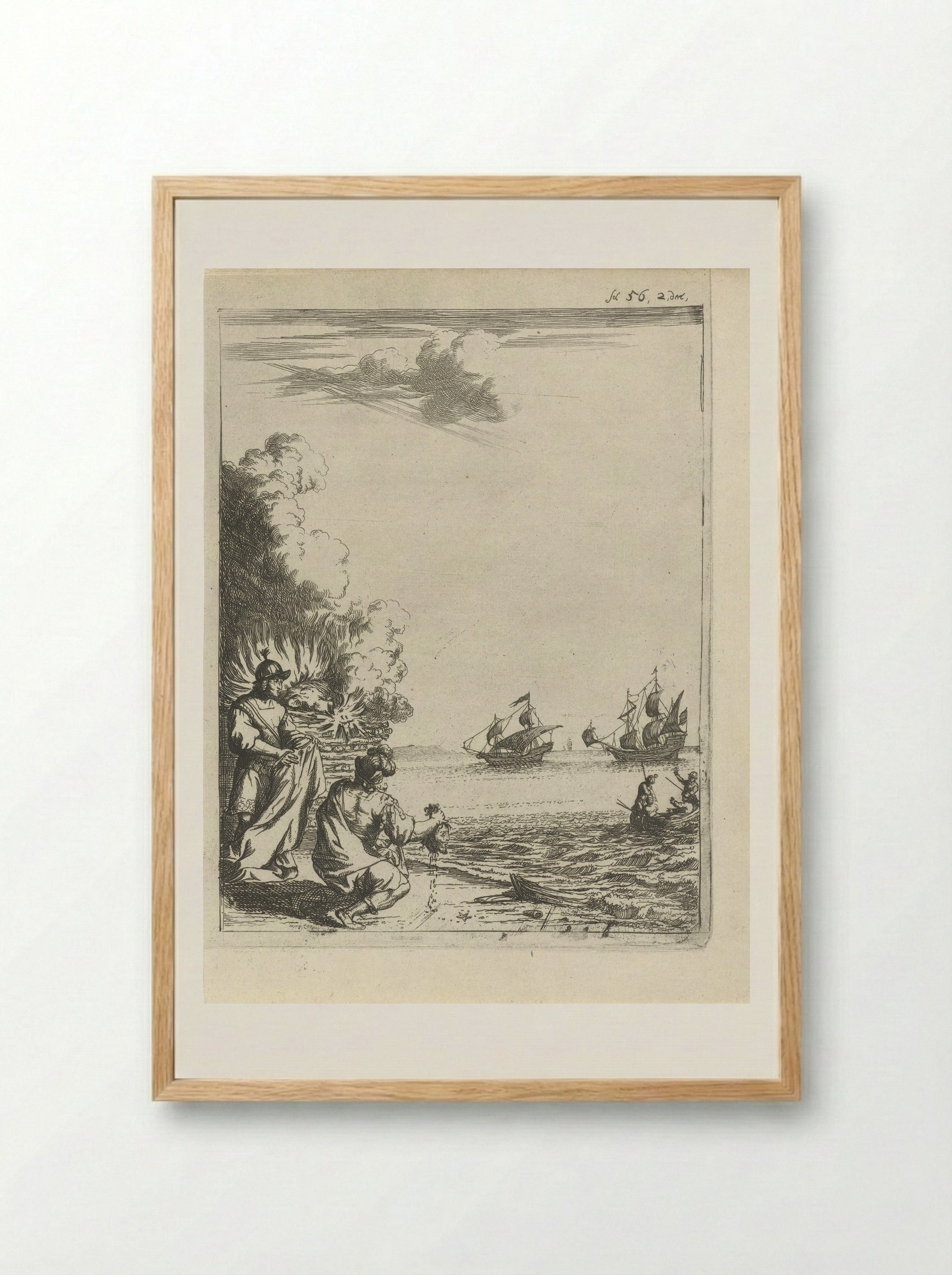 The Cremation of the Beheaded Body of Pompey - Arnold Houbraken - Framed Print Wood