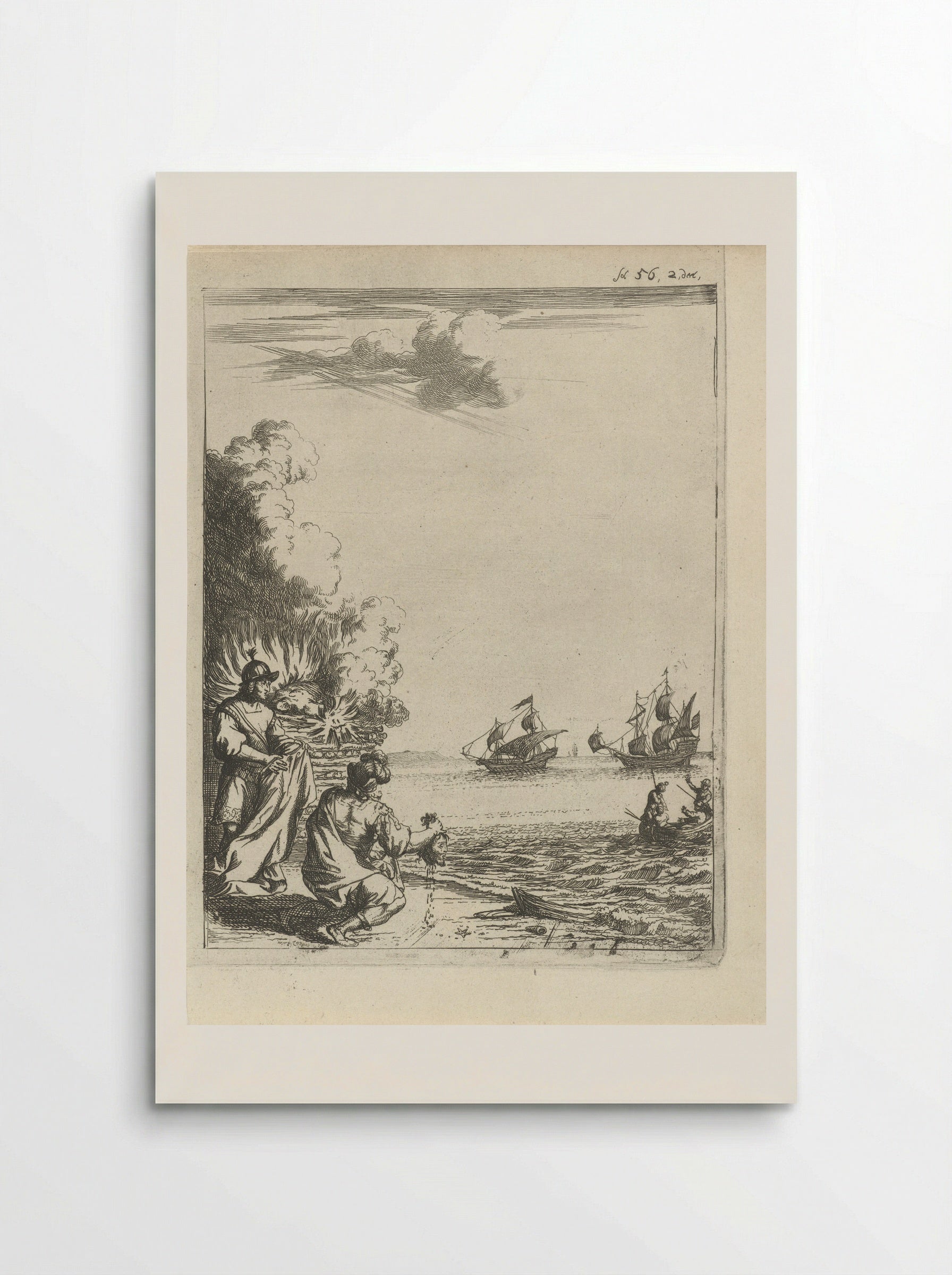 The Cremation of the Beheaded Body of Pompey - Arnold Houbraken - Poster
