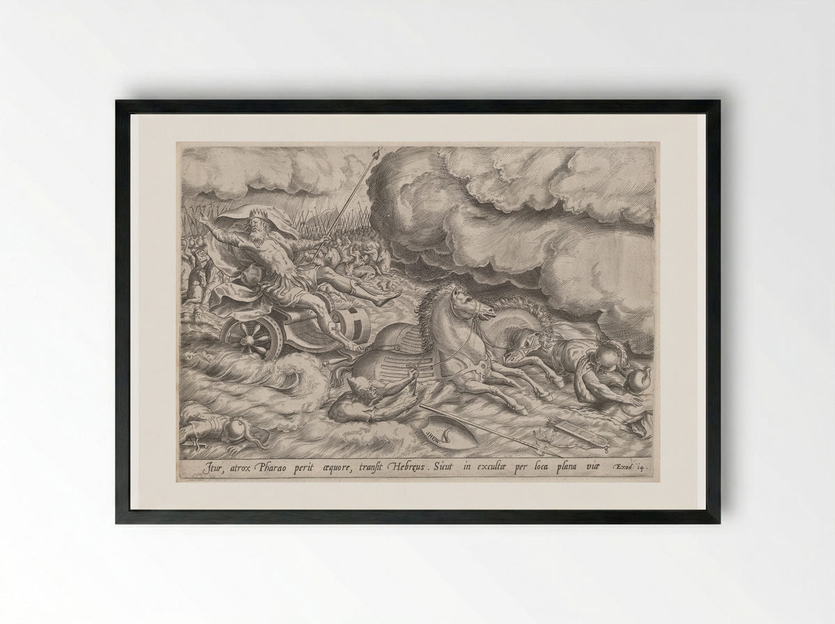 The Crossing of the Red Sea - Johannes Wierix - Framed Print Black