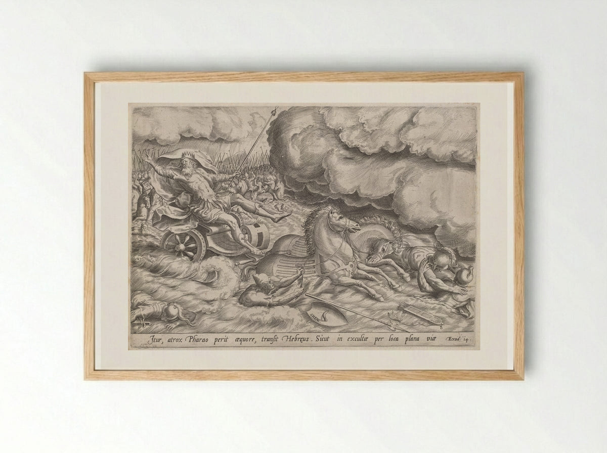 The Crossing of the Red Sea - Johannes Wierix - Framed Print Wood