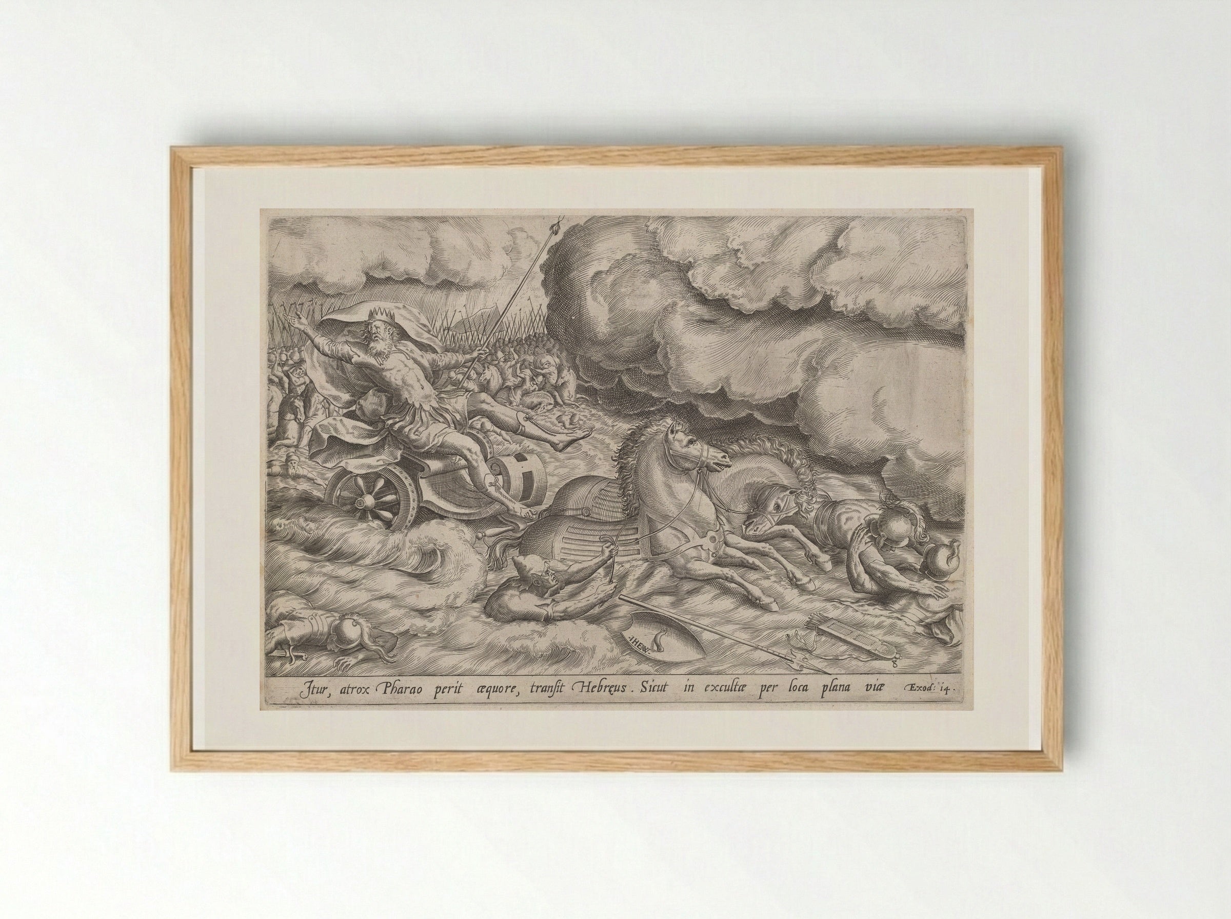 The Crossing of the Red Sea - Johannes Wierix - Framed Print Wood