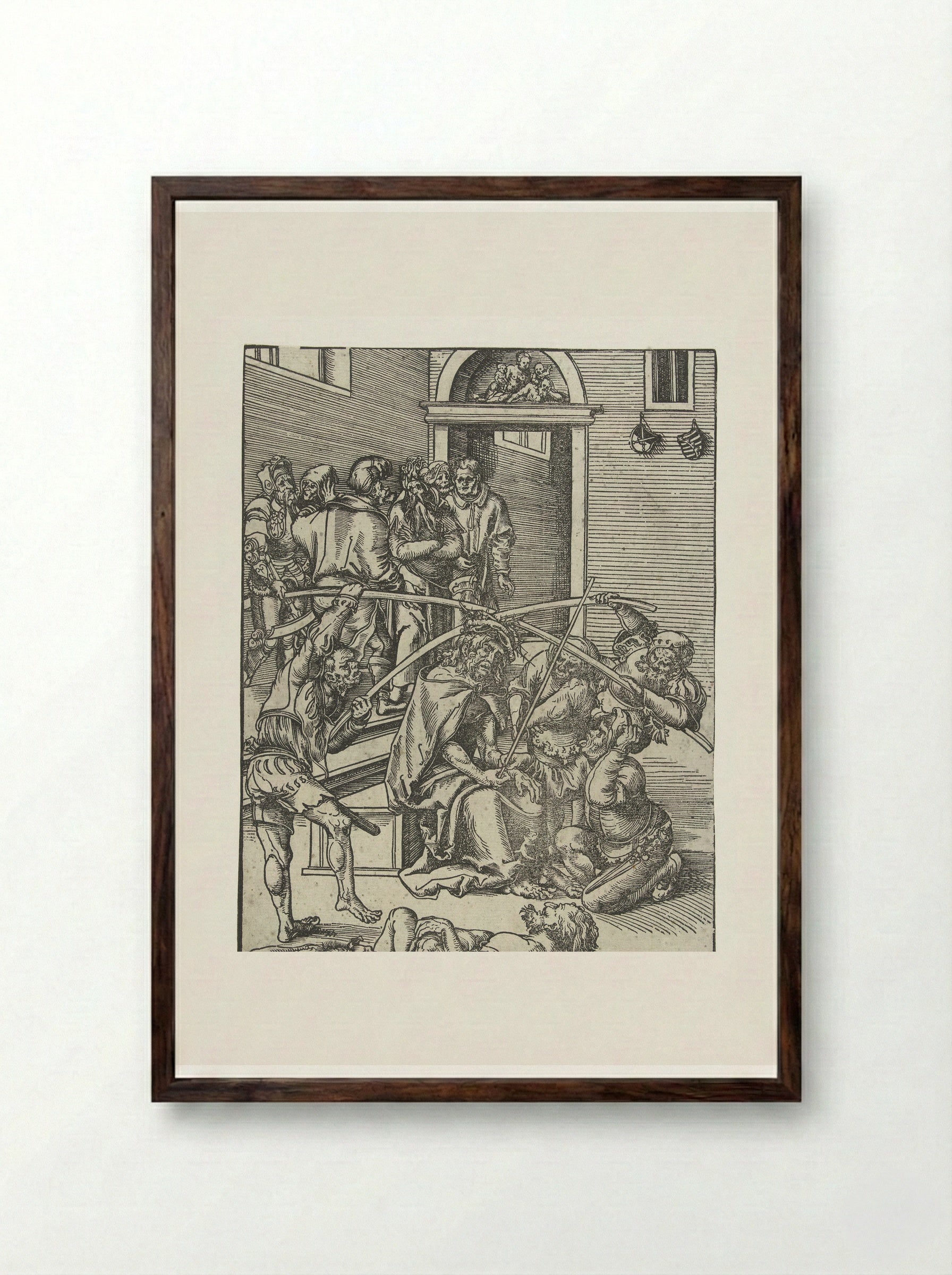 The Crowning with Thorns - Lucas Cranach the Elder - Framed Print Dark Wood