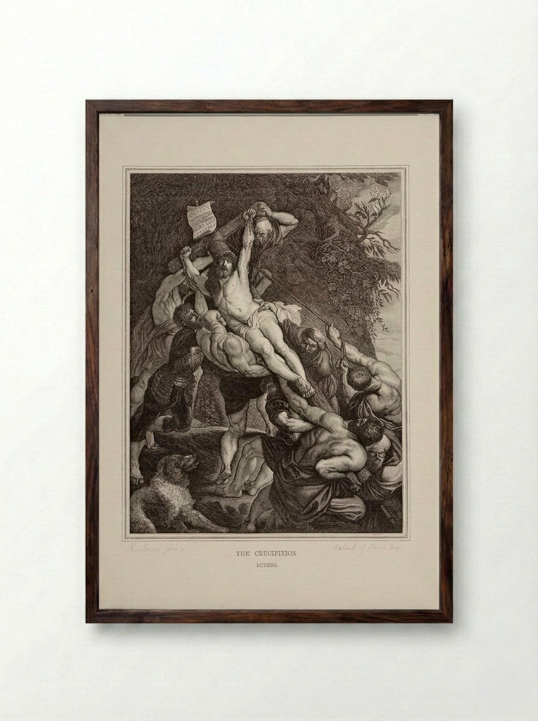 The Crucifixion (After Peter Paul Rubens) - J. Hebert - Framed Print Dark Wood