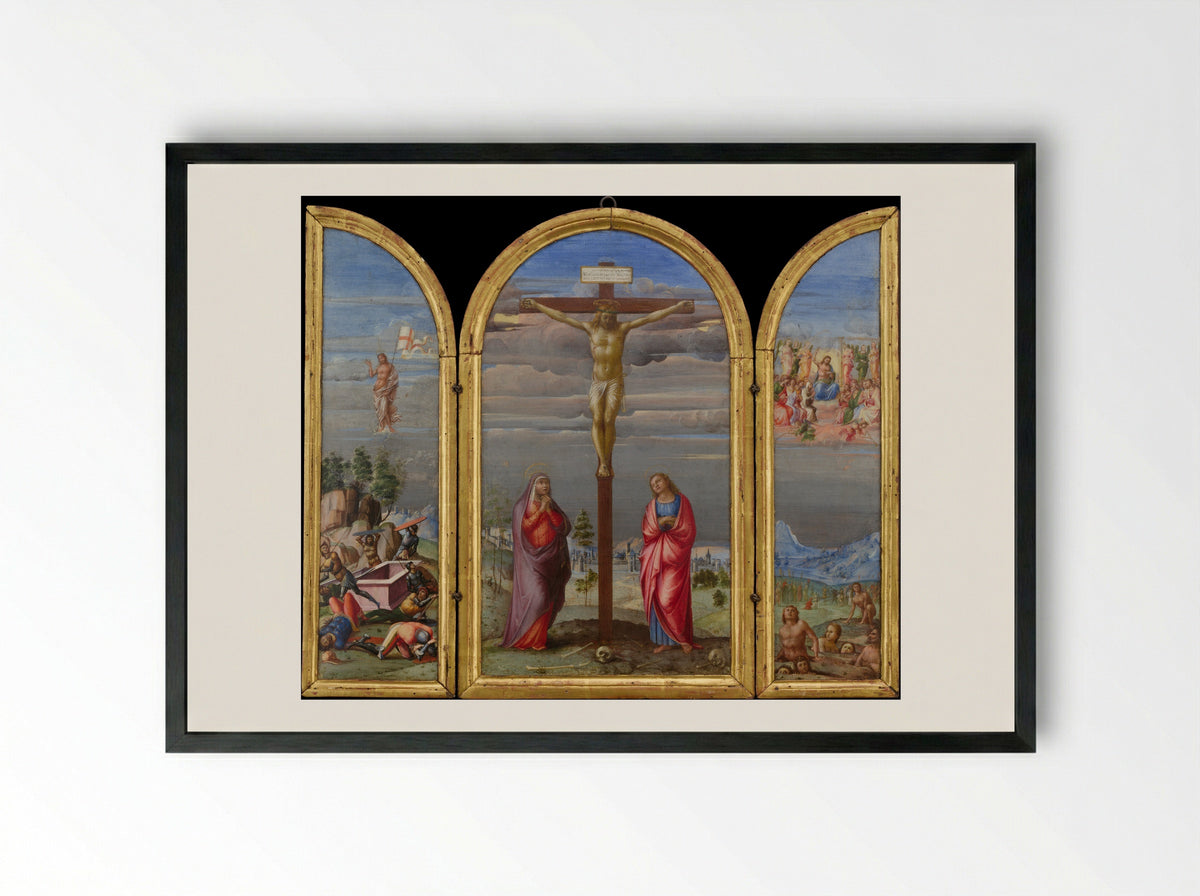 The Crucifixion (Triptych) - Francesco Granacci - Framed Print Black