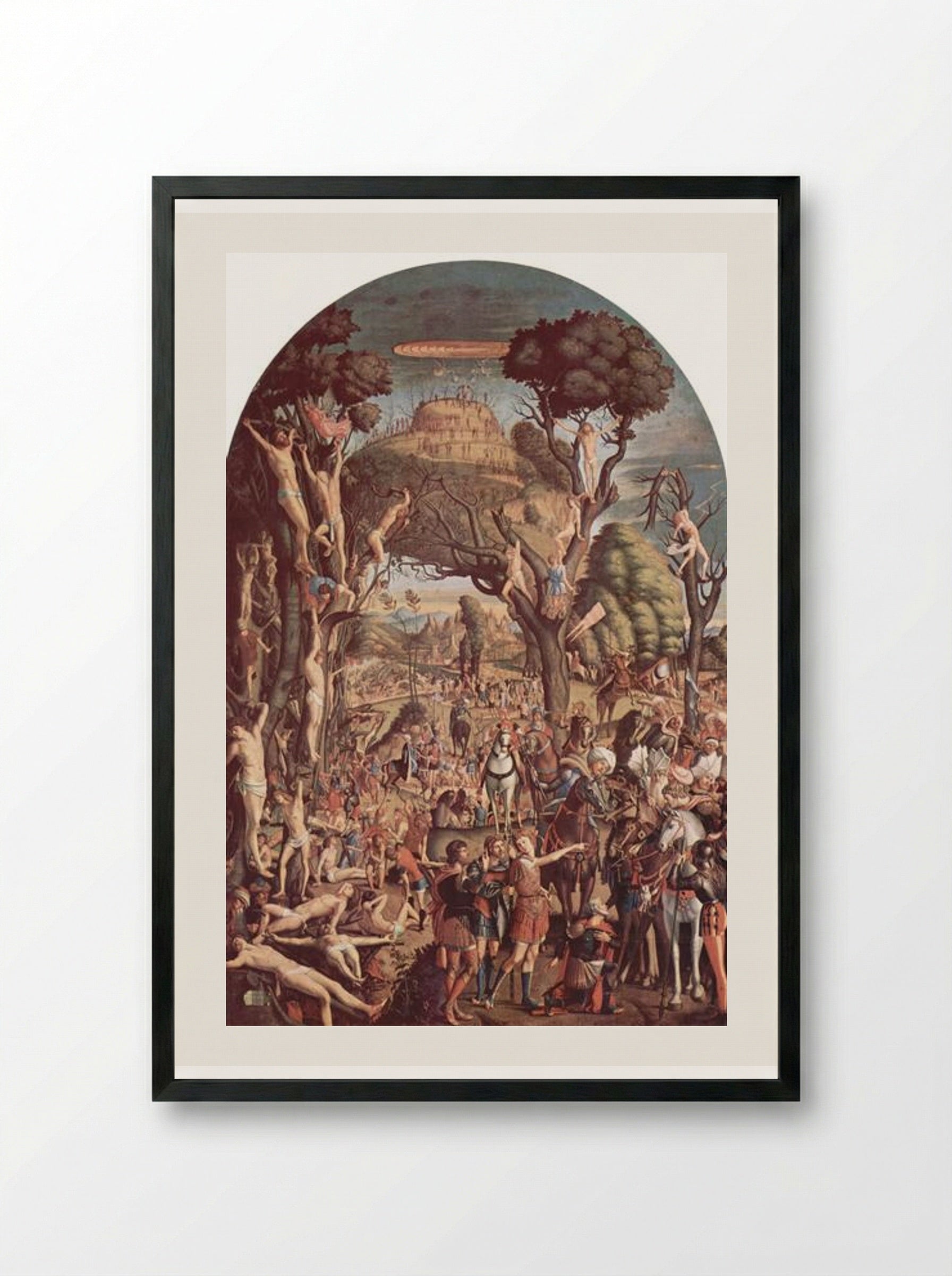 The Crucifixion and the Glorification of the Ten Thousand Martyrs on Mount Ararat - Vittore Carpaccio - Framed Print Black