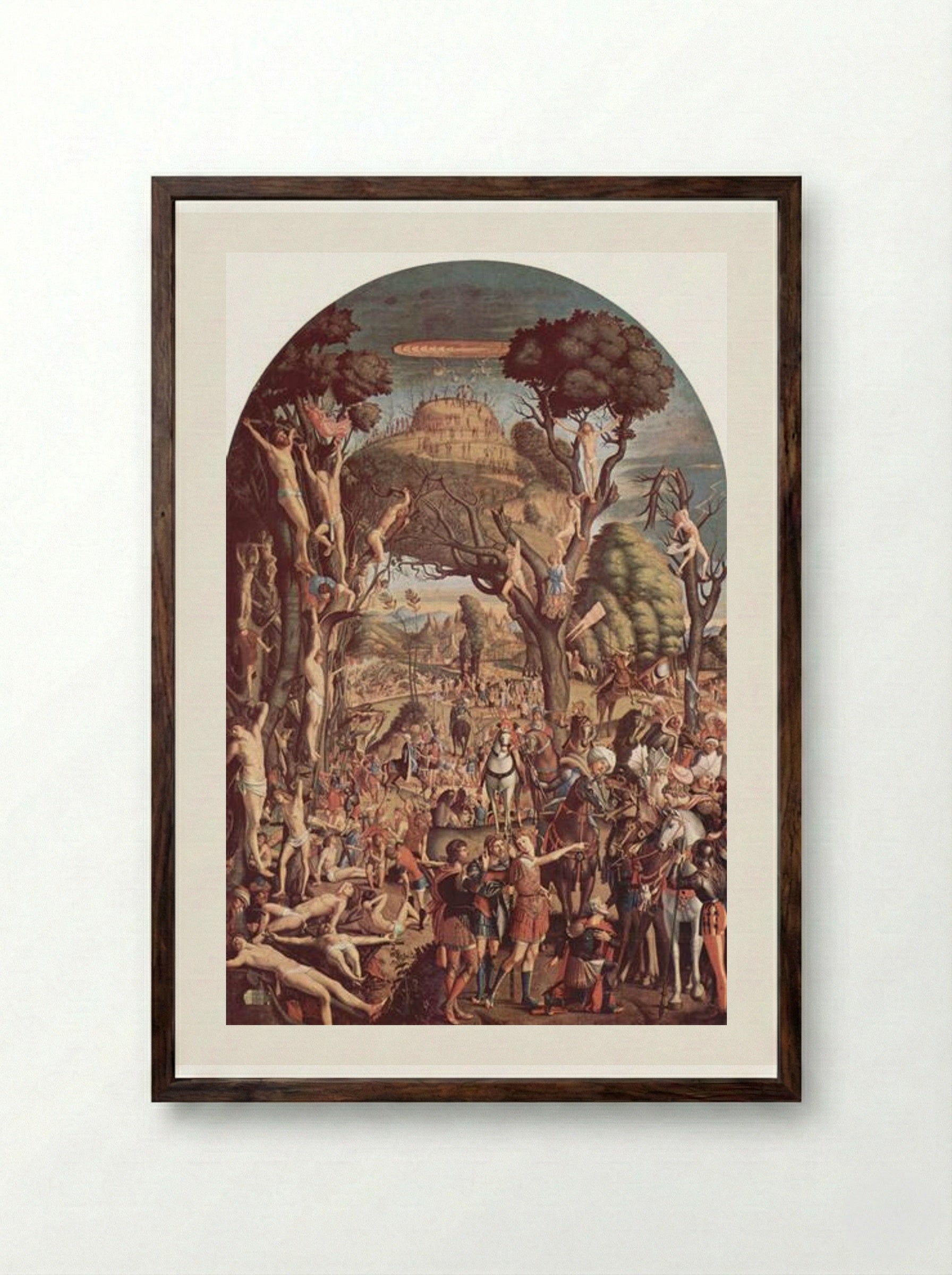 The Crucifixion and the Glorification of the Ten Thousand Martyrs on Mount Ararat - Vittore Carpaccio - Framed Print Dark Wood