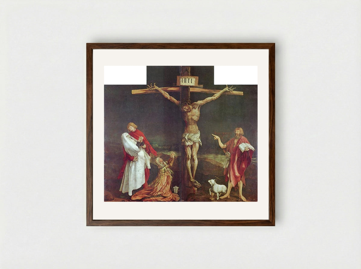 The Crucifixion (from the Isenheim Altarpiece) - Matthias Grünewald - Framed Print Dark Wood