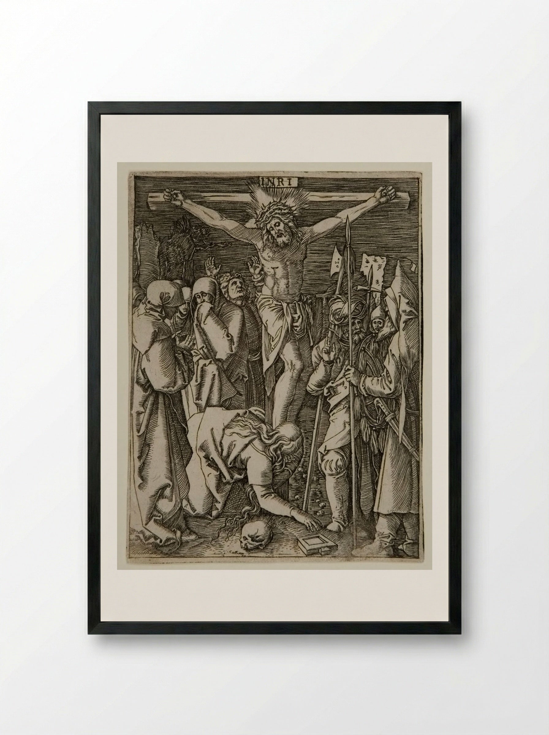 The Crucifixion - Marcantonio Raimondi - Framed Print Black
