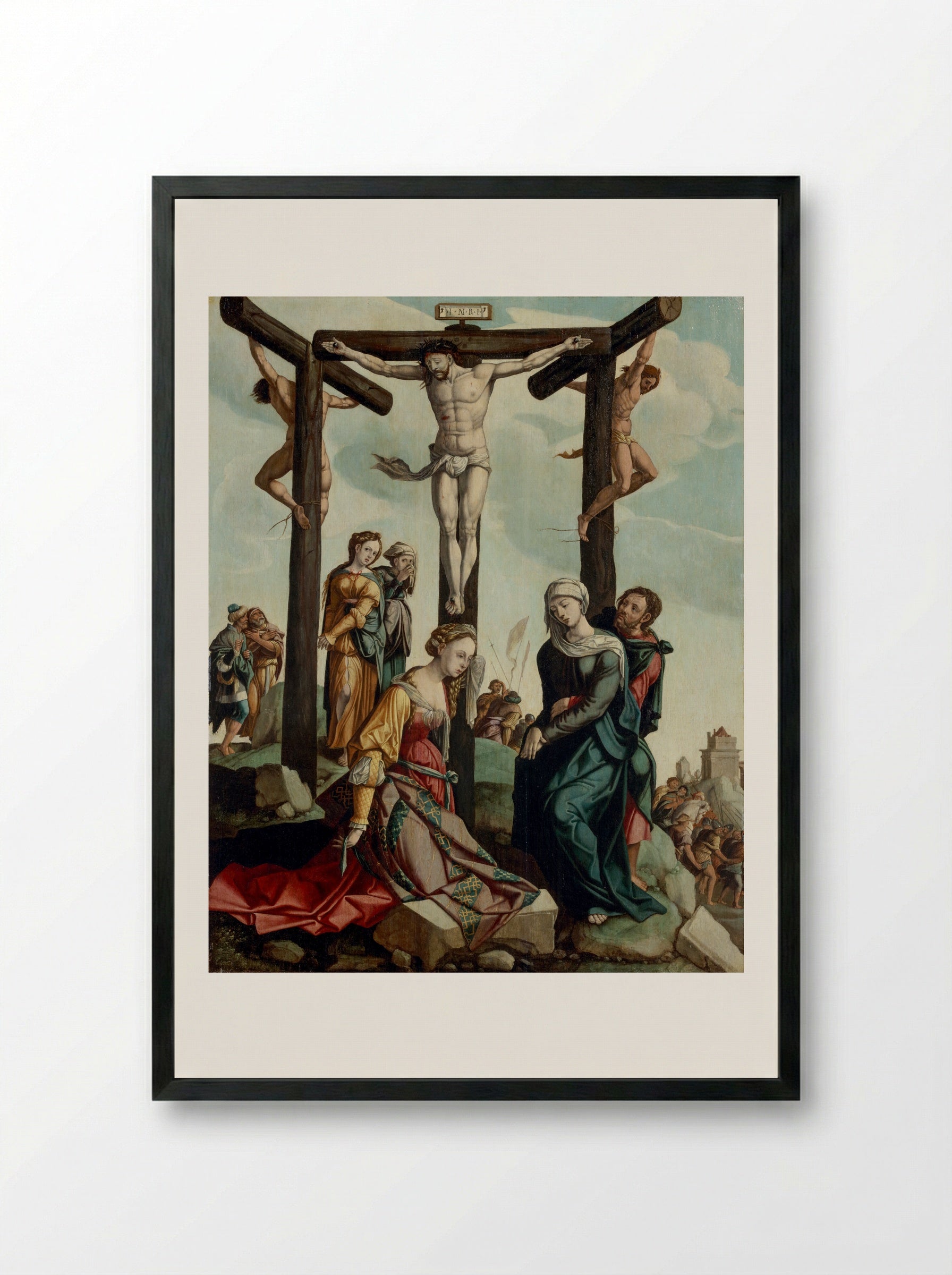 The Crucifixion - Jan van Scorel - Framed Print Black