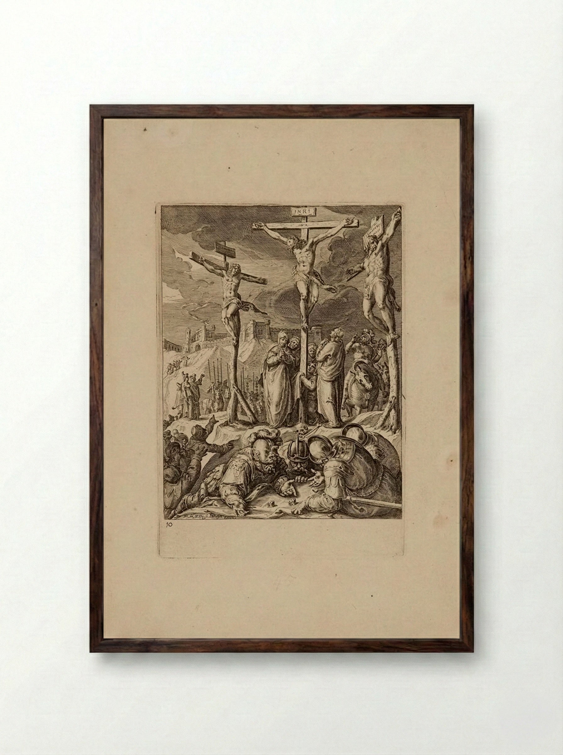 The Crucifixion - Zacharias Dolendo - Framed Print Dark Wood