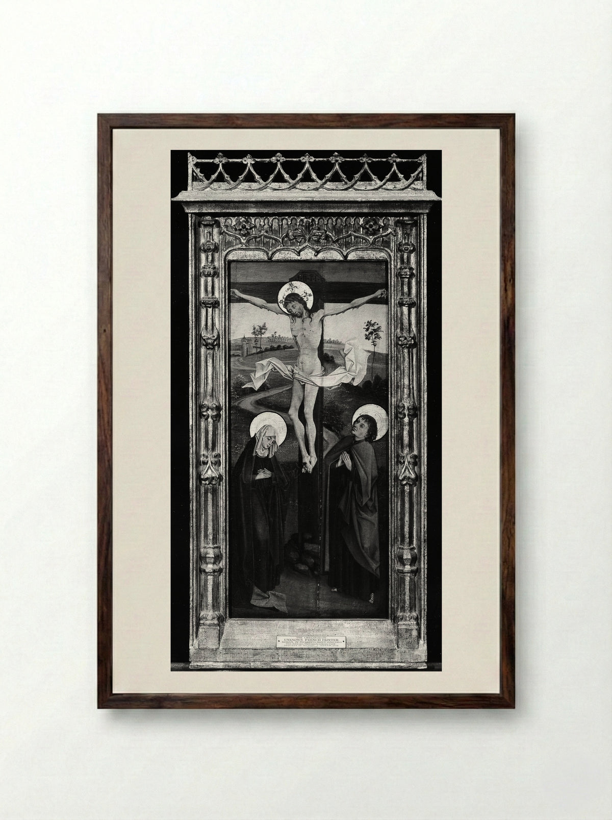 The Crucifixion - Northern French Painter - Framed Print Dark Wood
