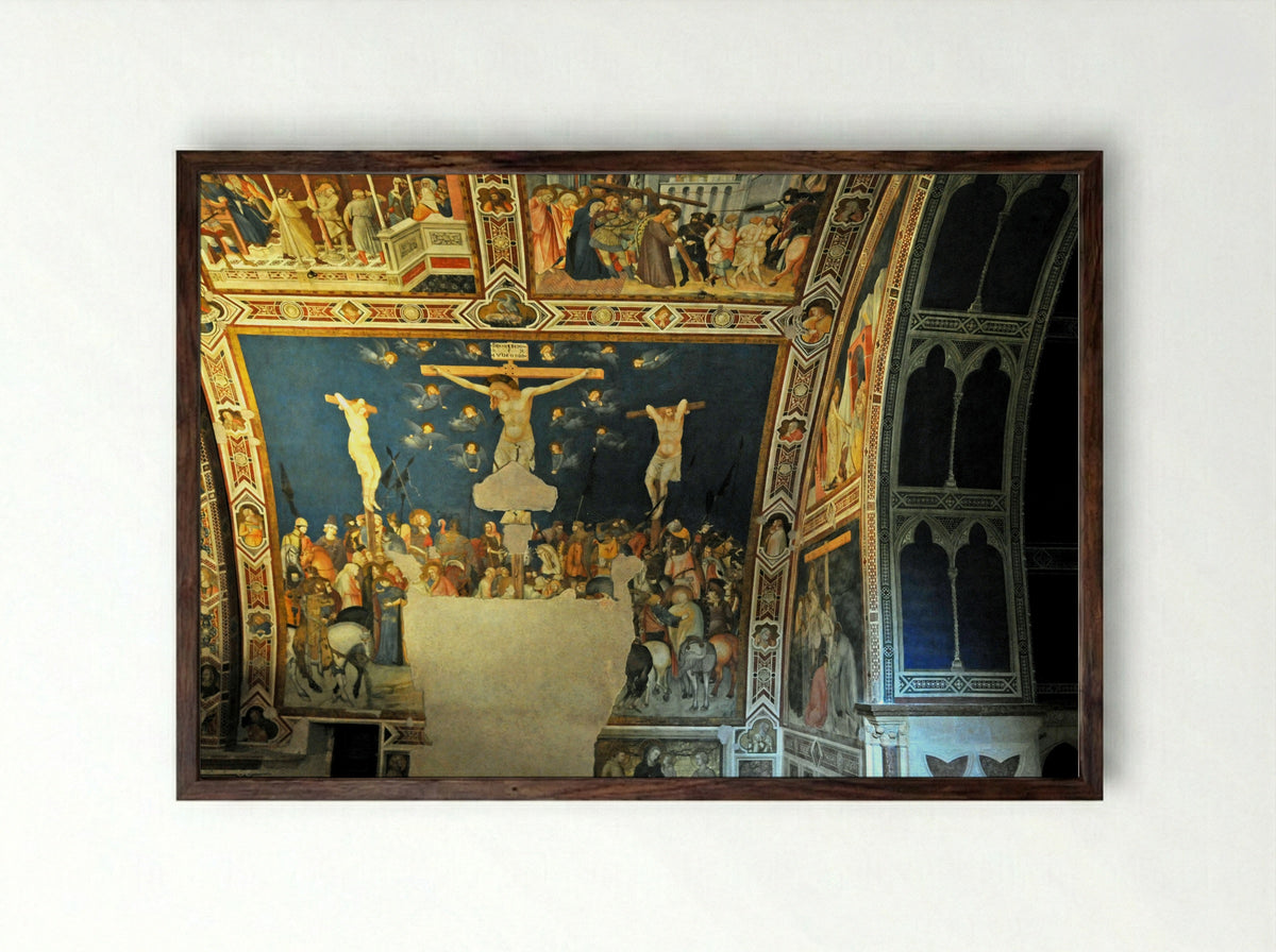 The Crucifixion - Pietro Lorenzetti - Framed Print Dark Wood